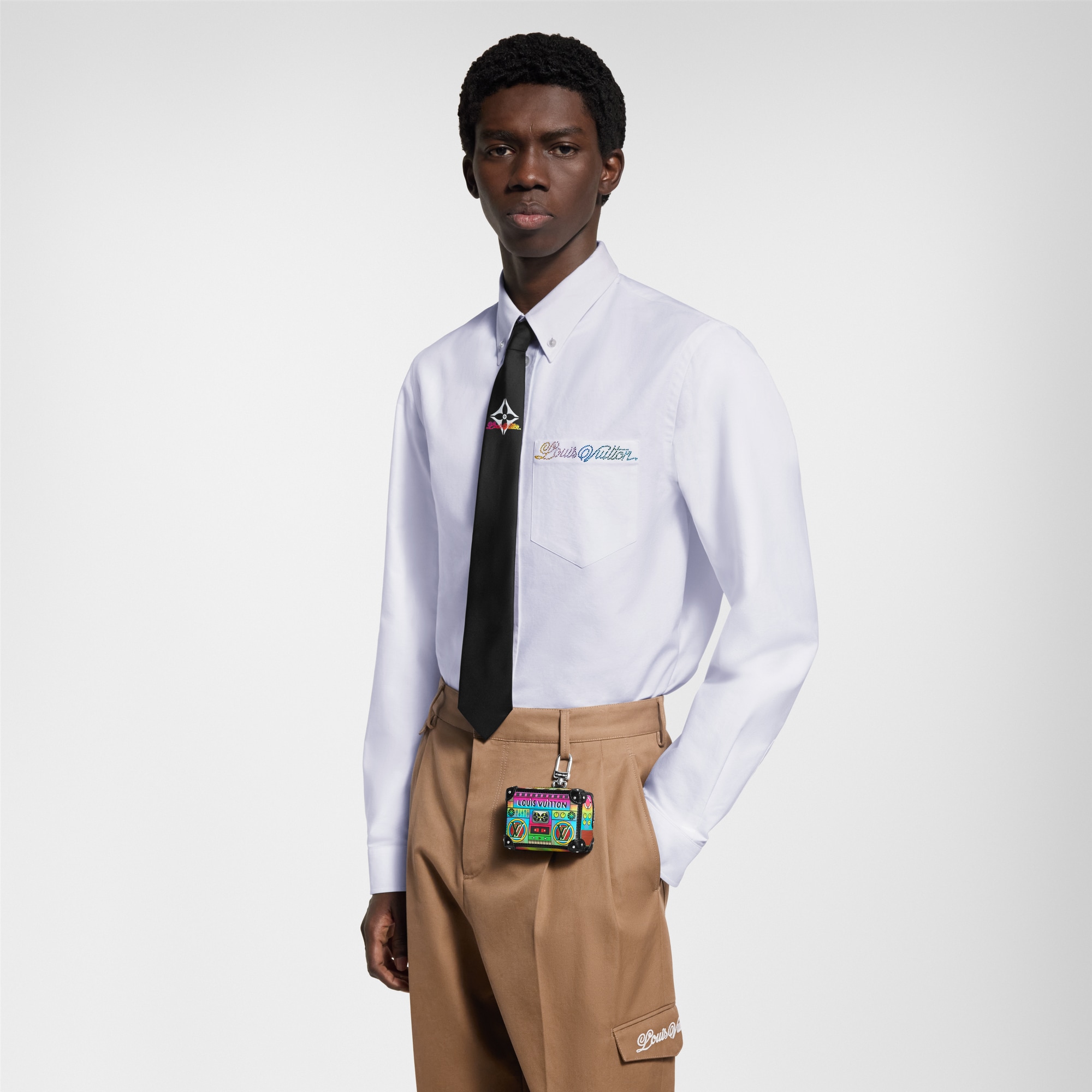  Embellished Long-Sleeved Cotton Shirt  in Men