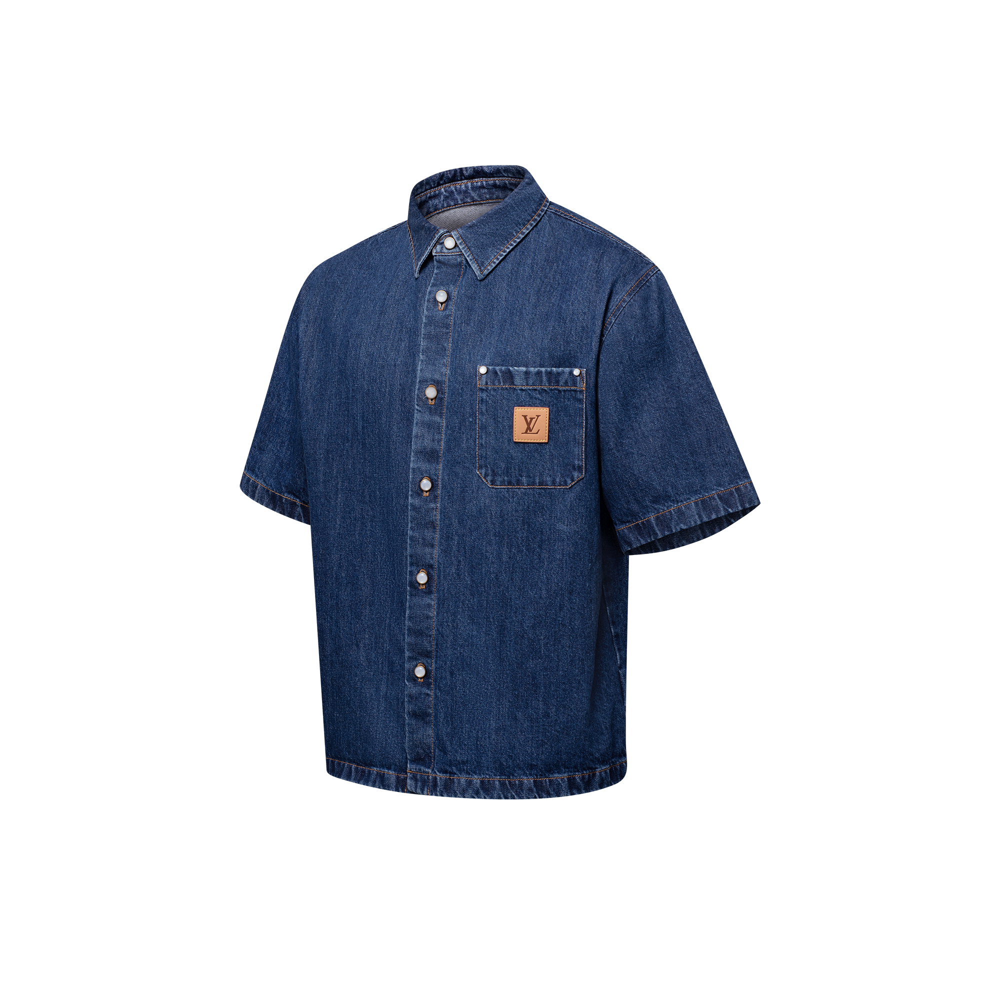  Signature Denim Short-Sleeved Shirt  in Men