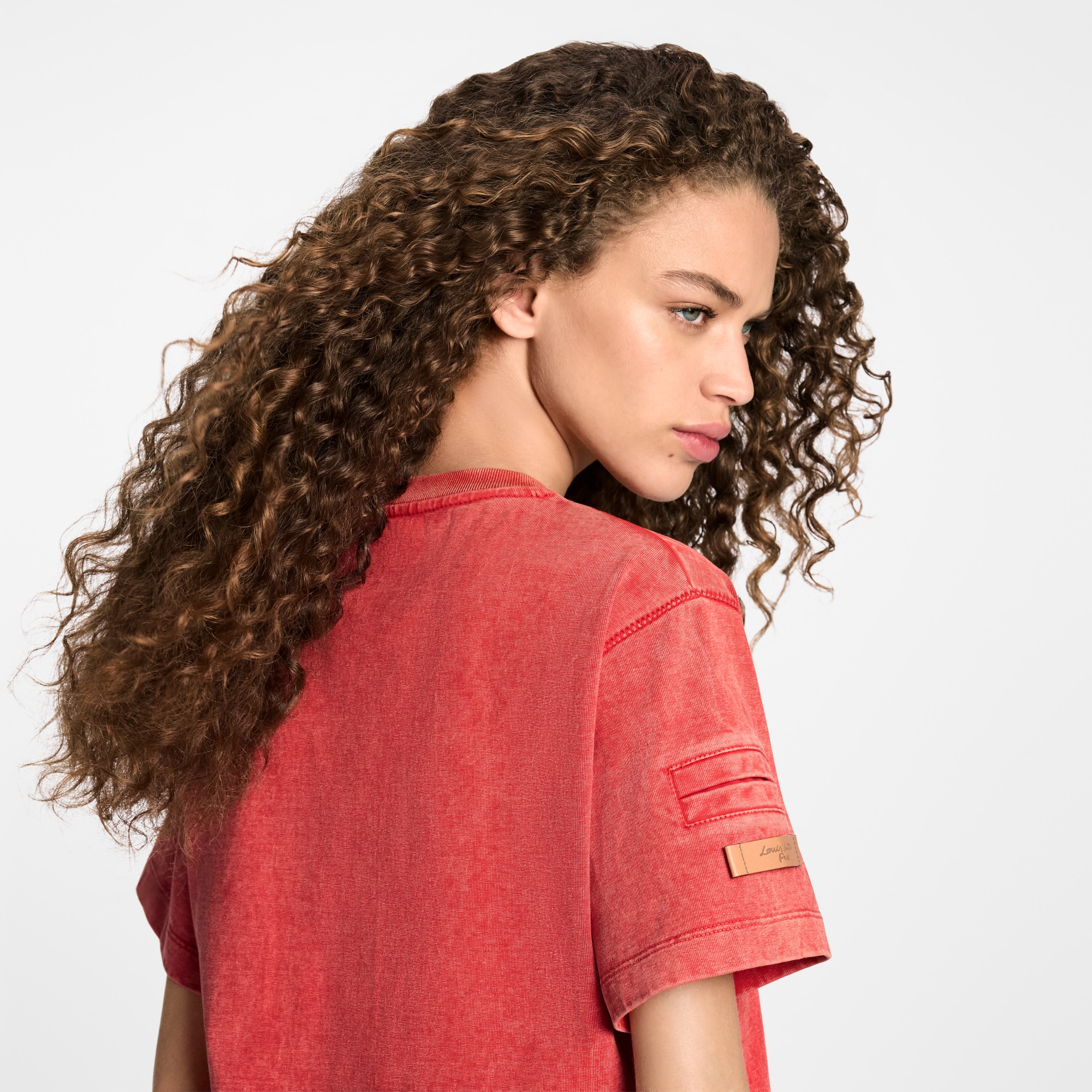 Bead Accent Curve Hem T-Shirt  in Women