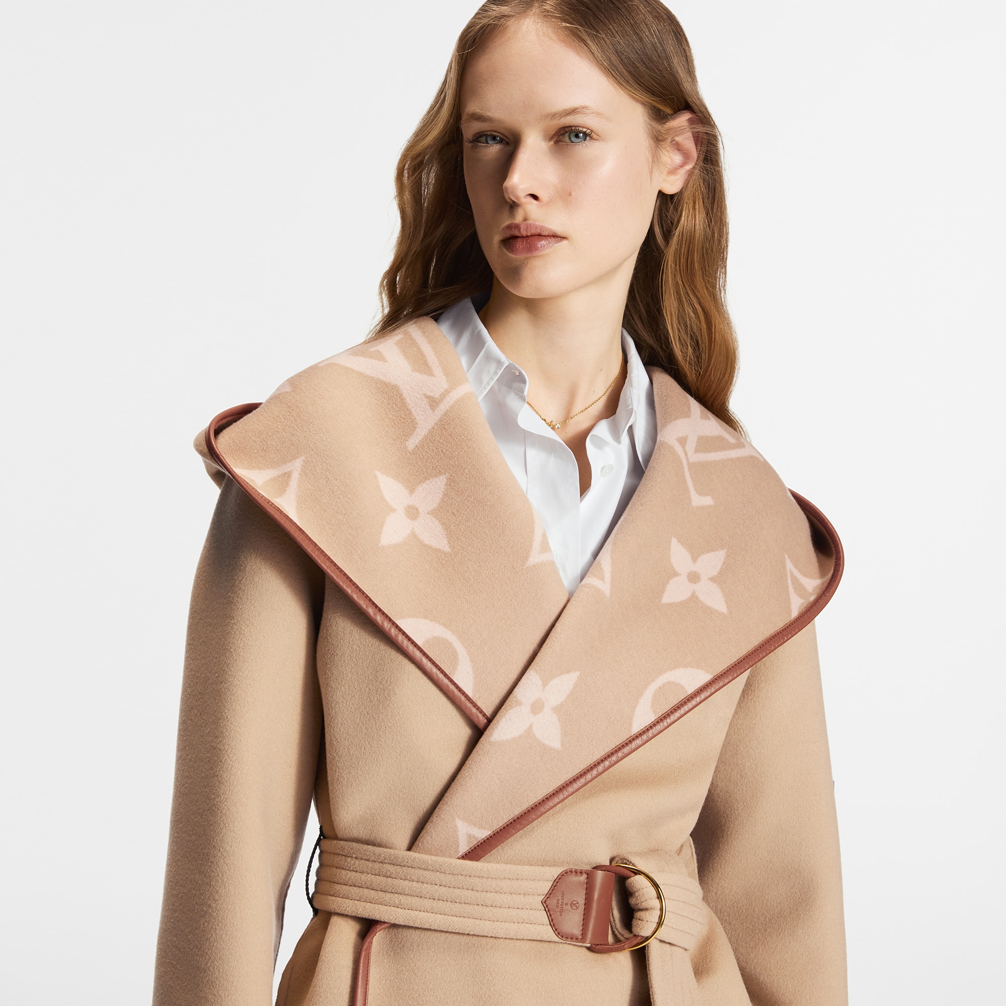 Belted Double Face Hooded Wrap Coat  in Women