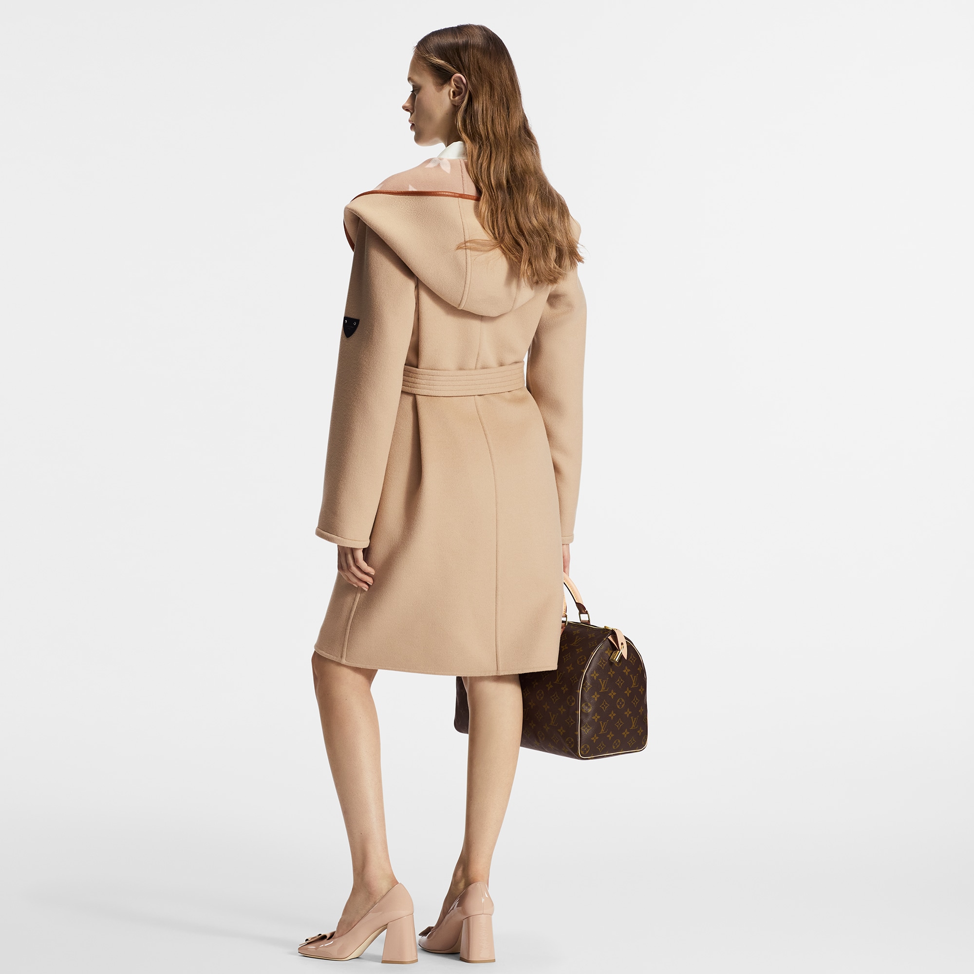 Belted Double Face Hooded Wrap Coat  in Women