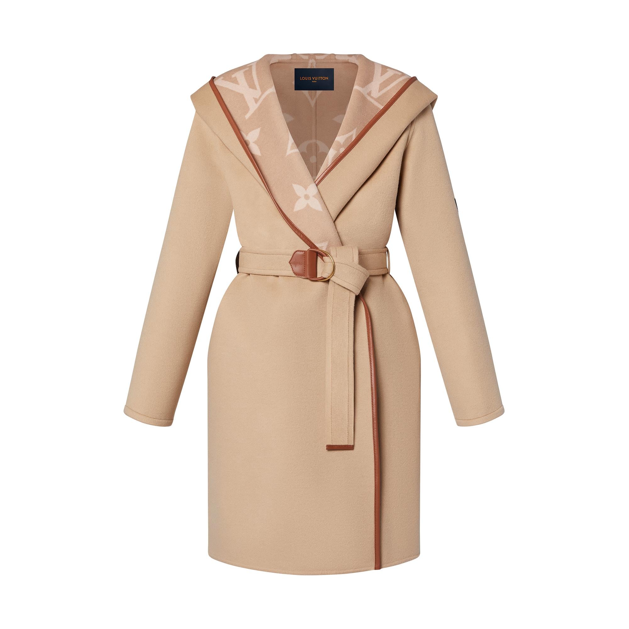 Belted Double Face Hooded Wrap Coat  in Women