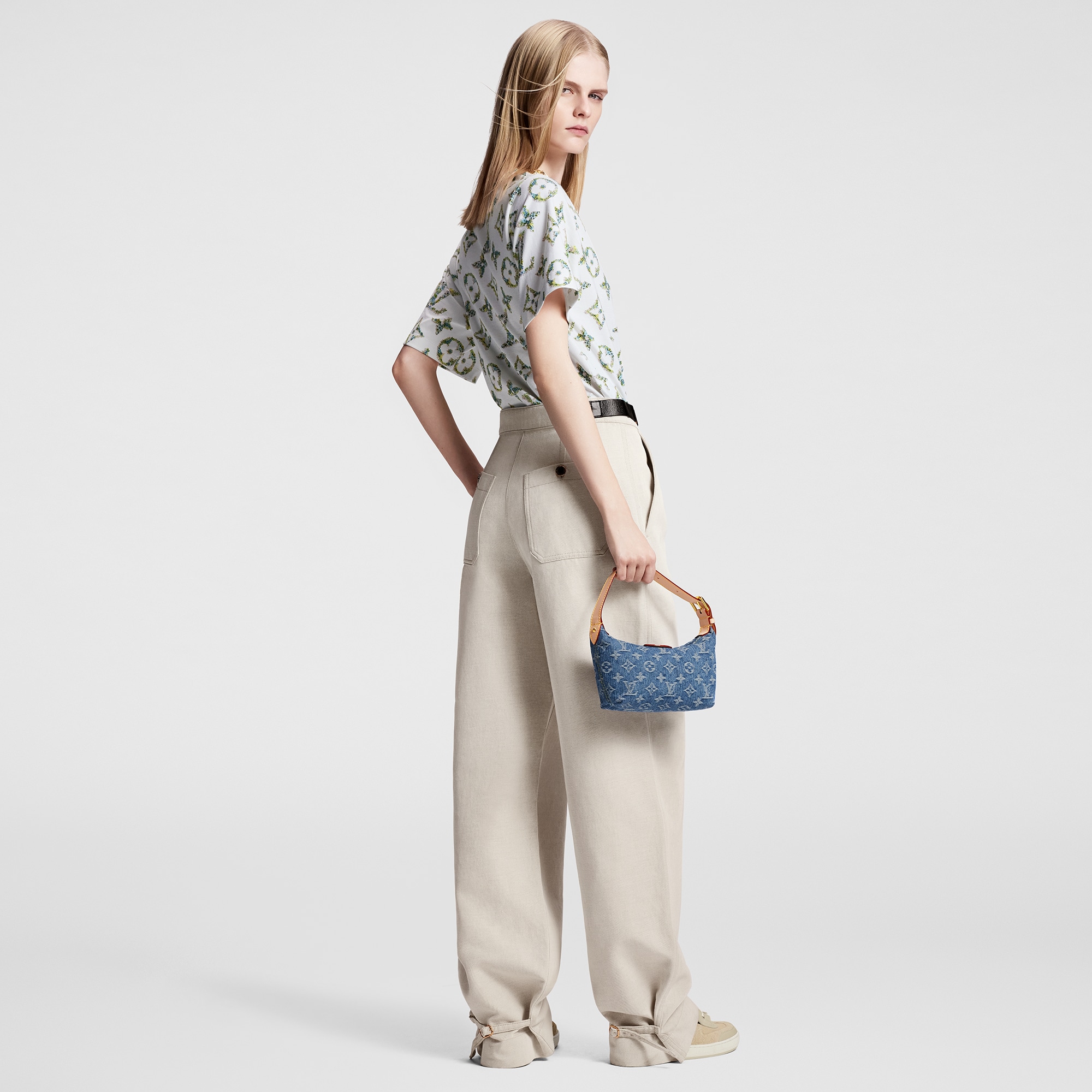 Belted Gabardine Pants  in Women