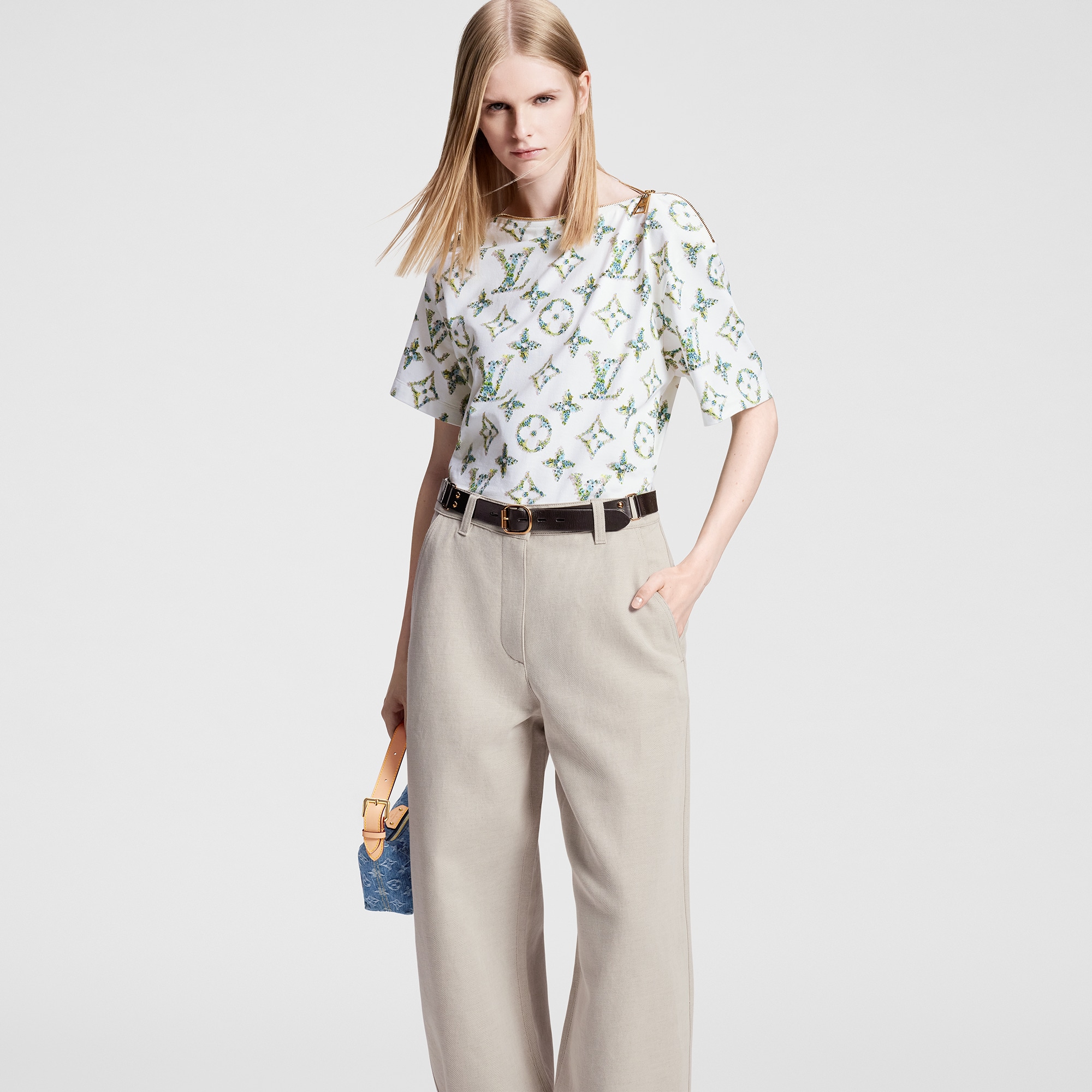 Belted Gabardine Pants  in Women