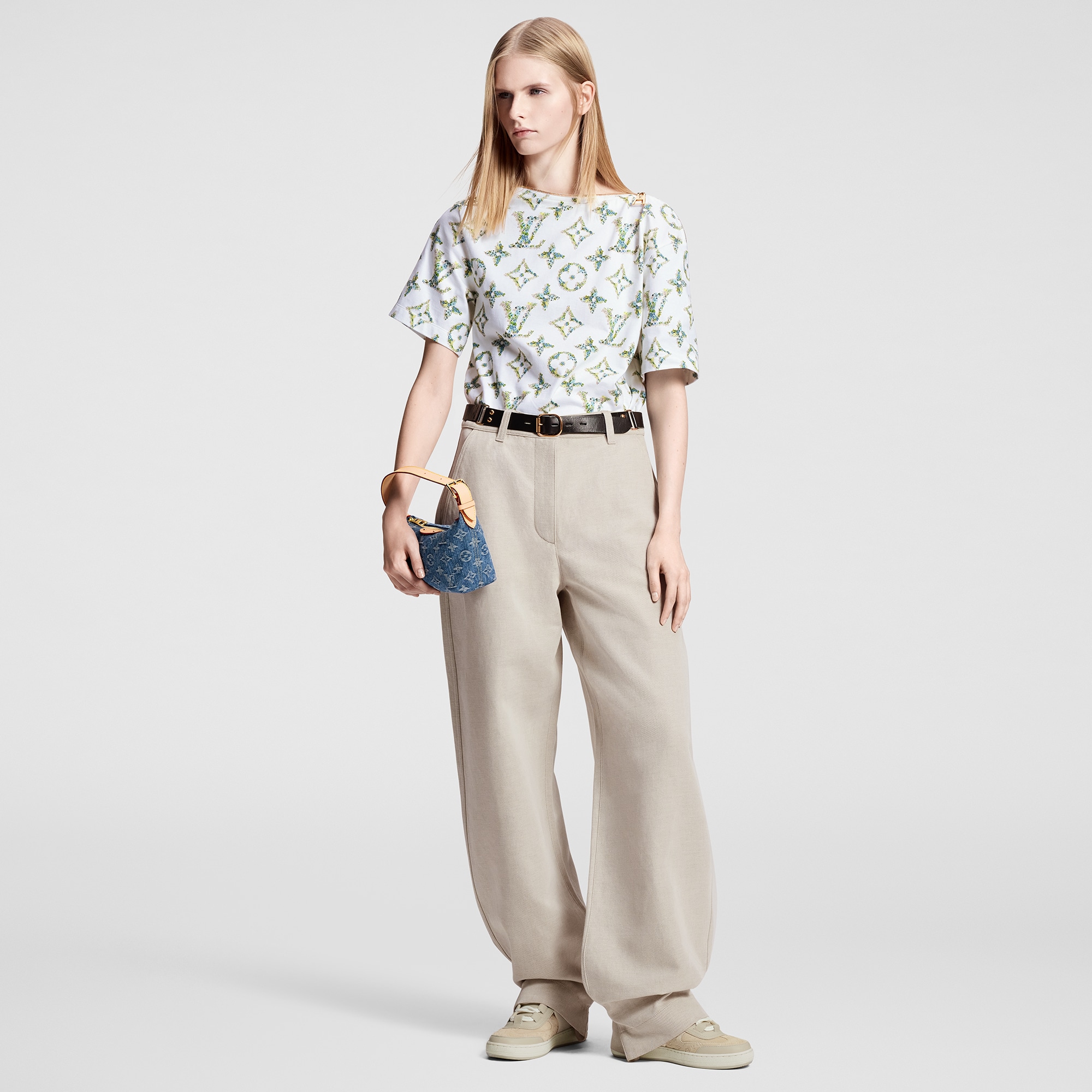 Belted Gabardine Pants  in Women