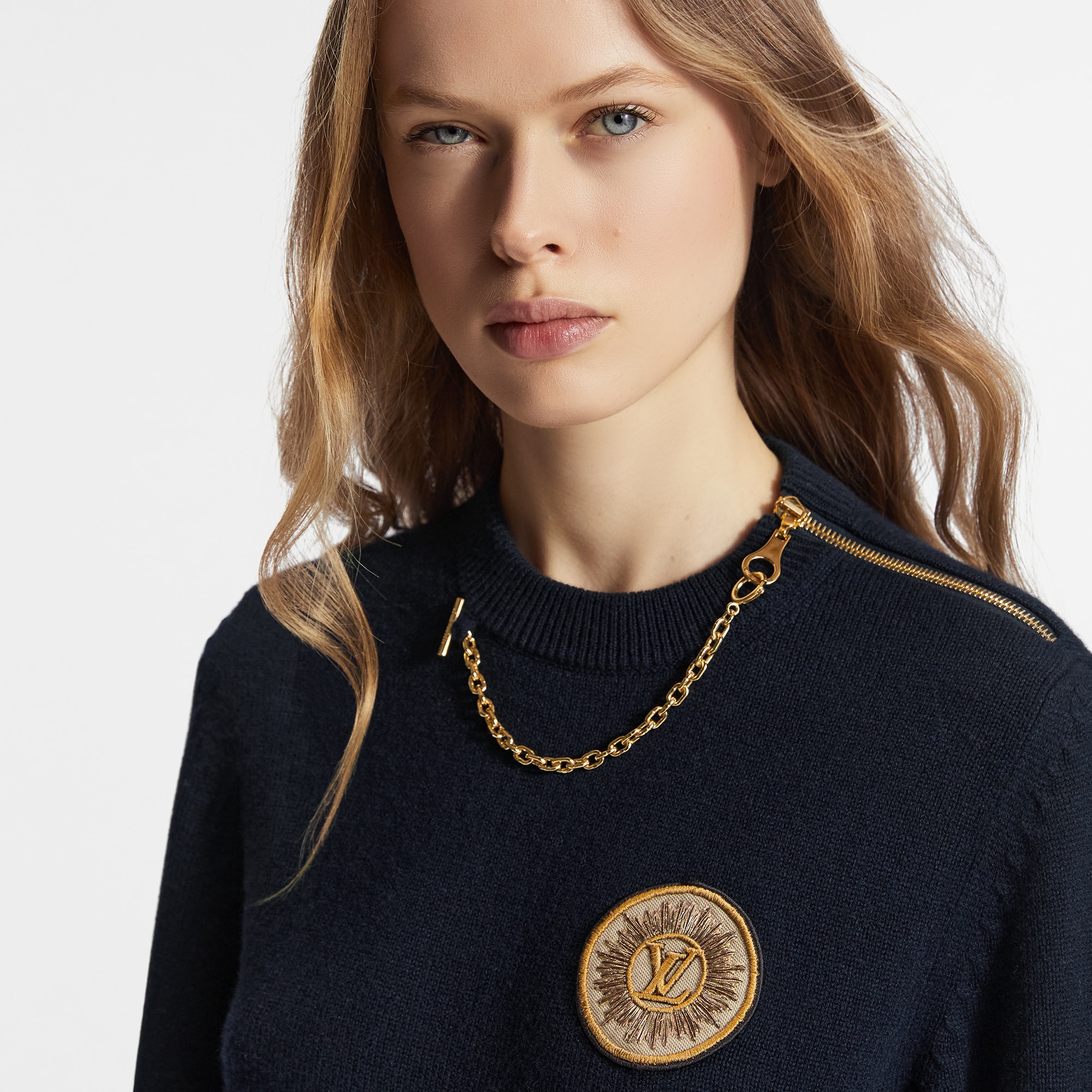 Chain Detail Patch Sweater  in Women