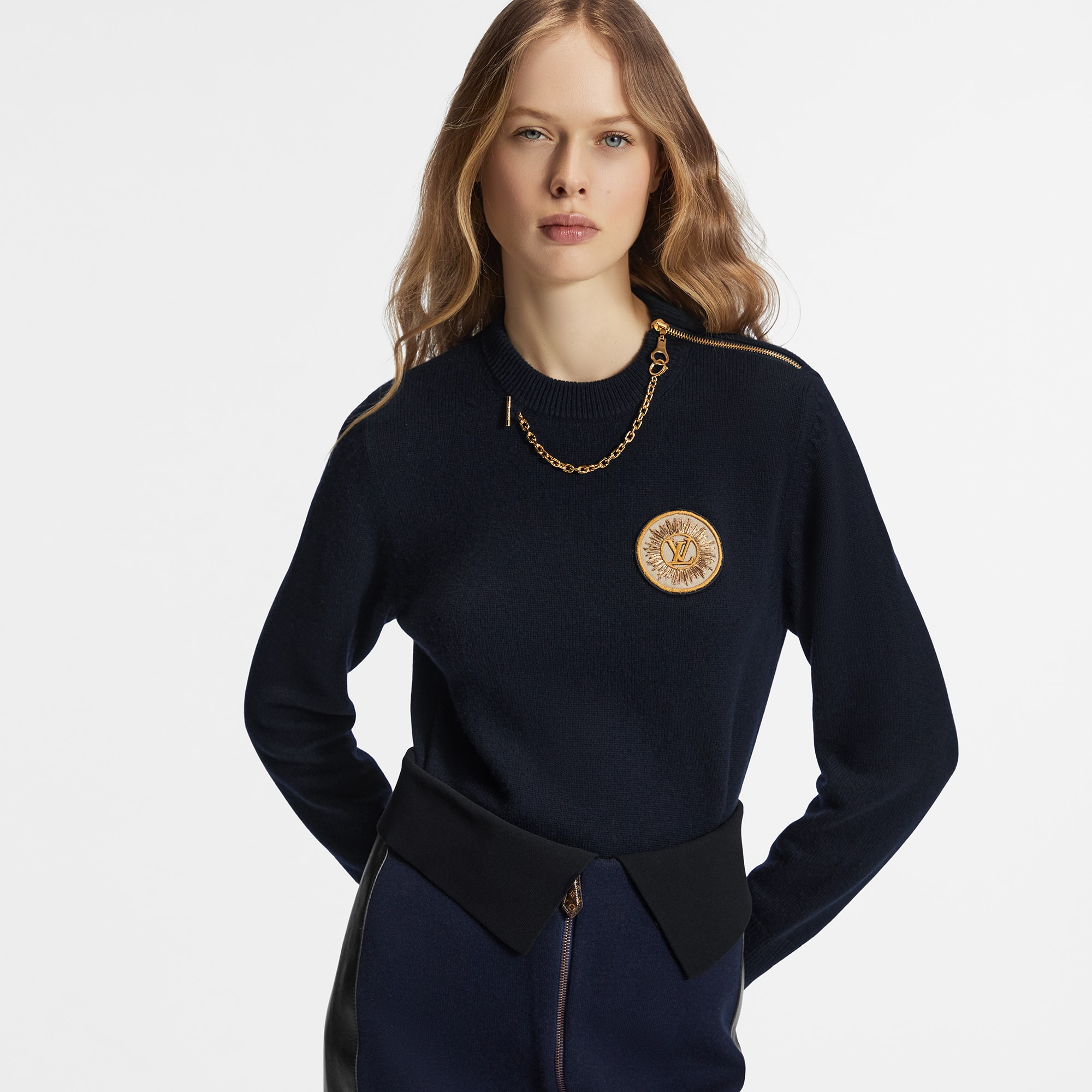 Chain Detail Patch Sweater  in Women