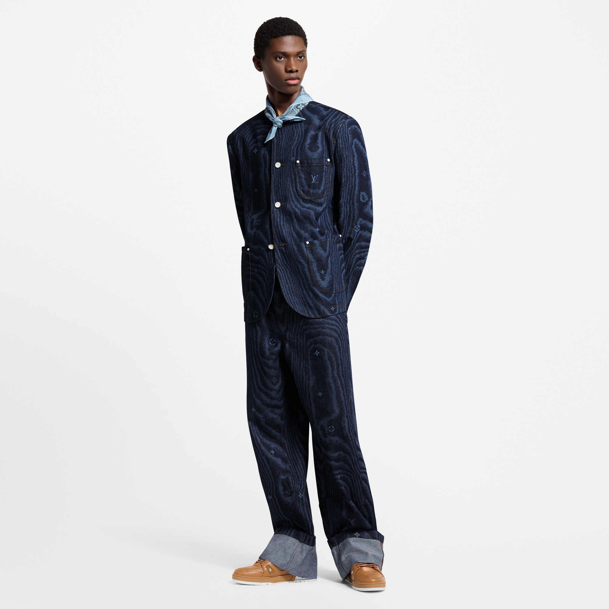 Chic Collarless Denim Jacket  in Men