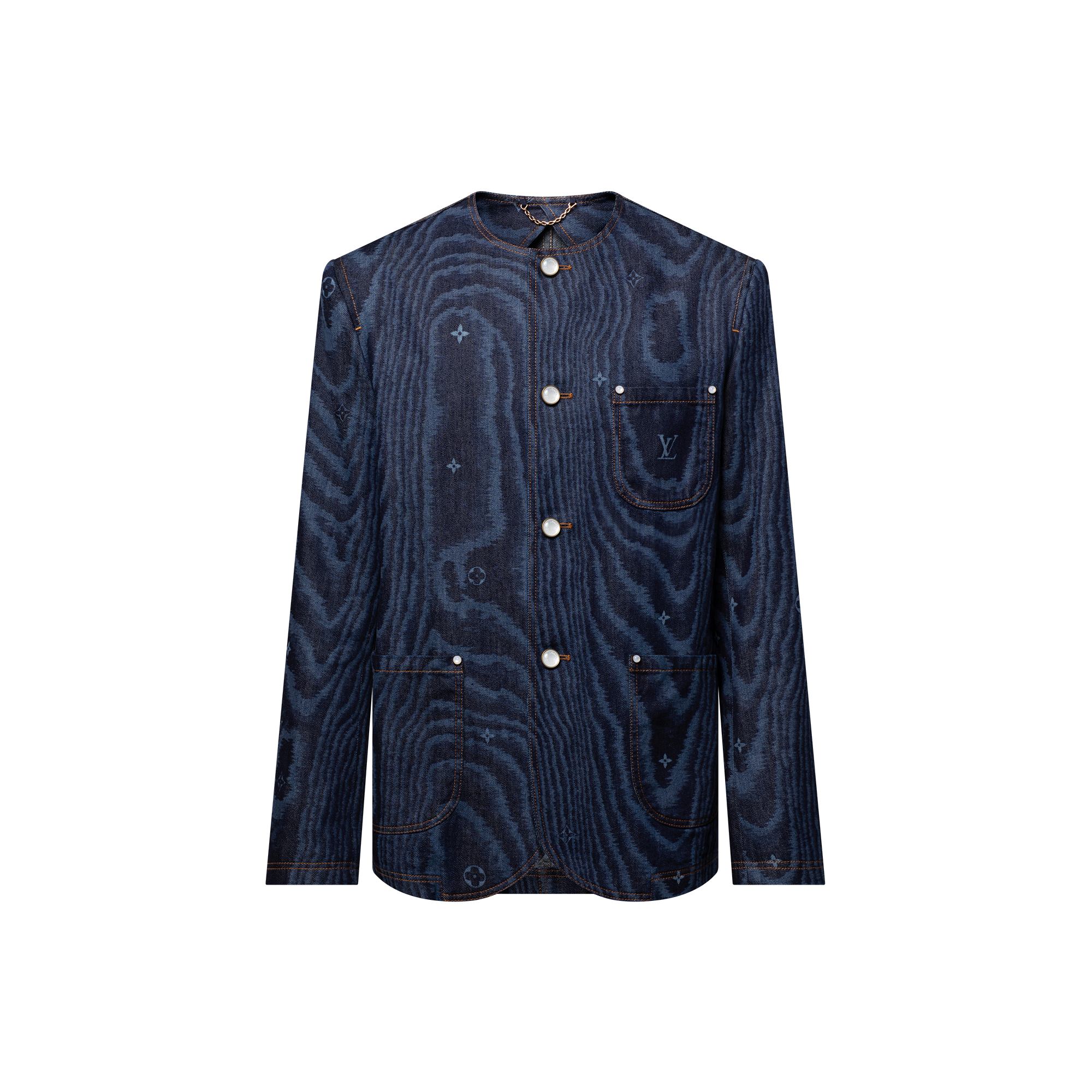 Chic Collarless Denim Jacket  in Men