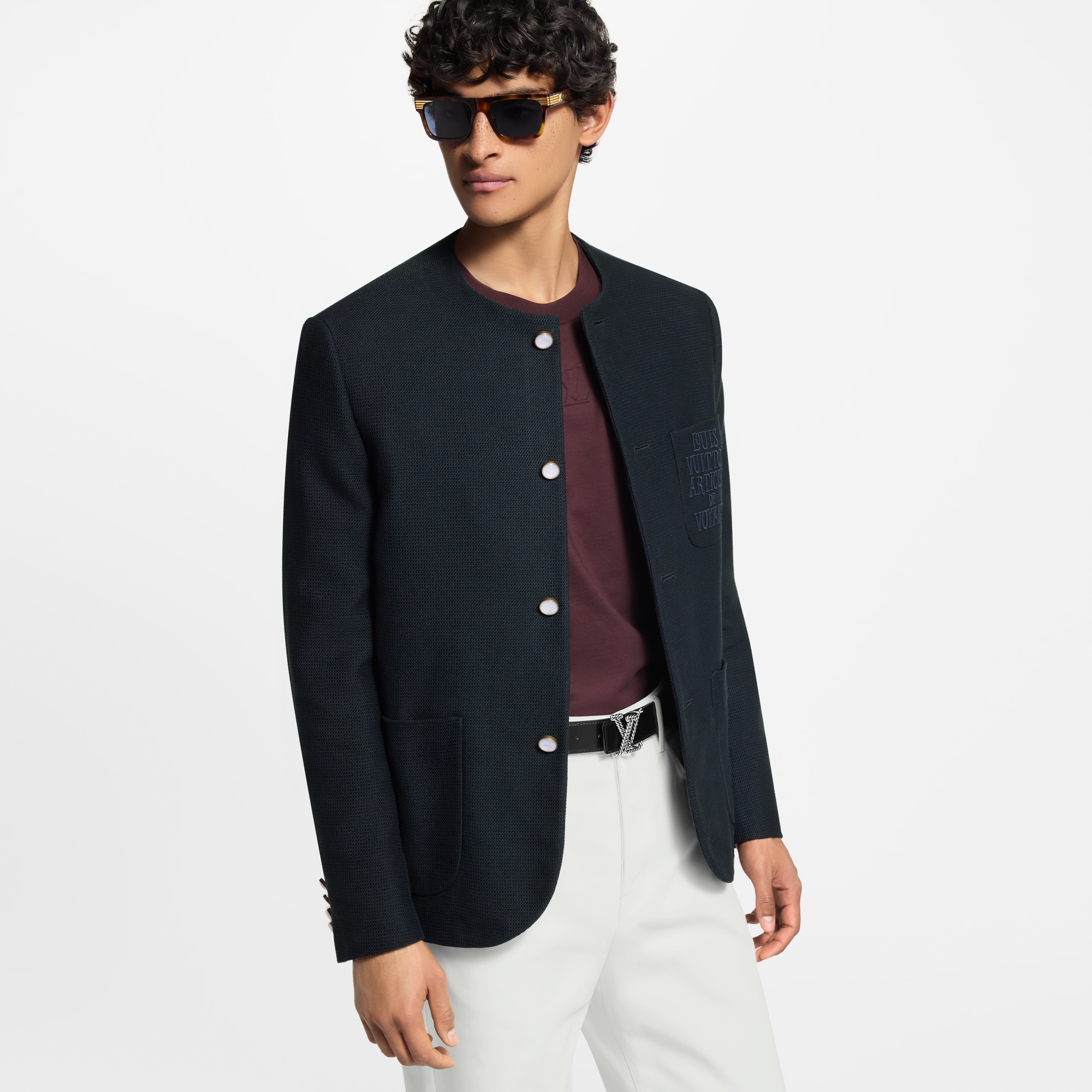 Chic Collarless Jacket  in Men