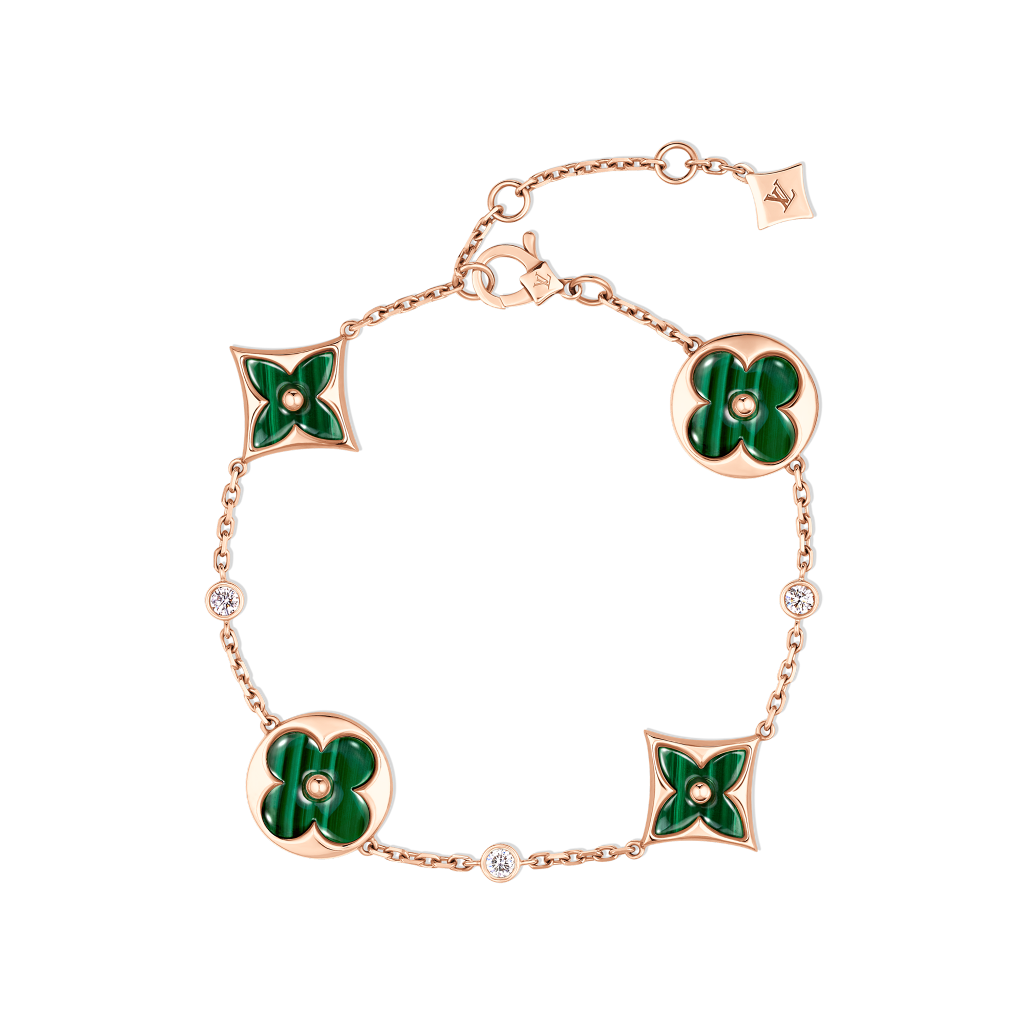 Color Blossom Bb Multi-Motif Bracelet, Pink Gold, Malachite And Diamonds  in Jewellery