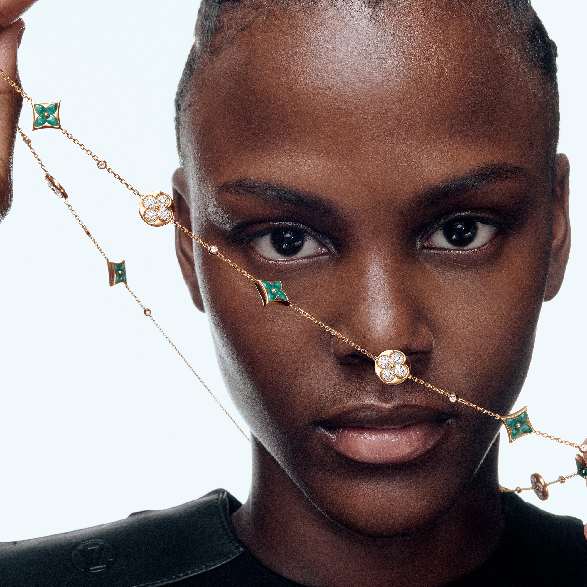 Color Blossom BB Multi-Pattern Long Necklace, Yellow Gold, Amazonite and Diamonds  in Jewellery