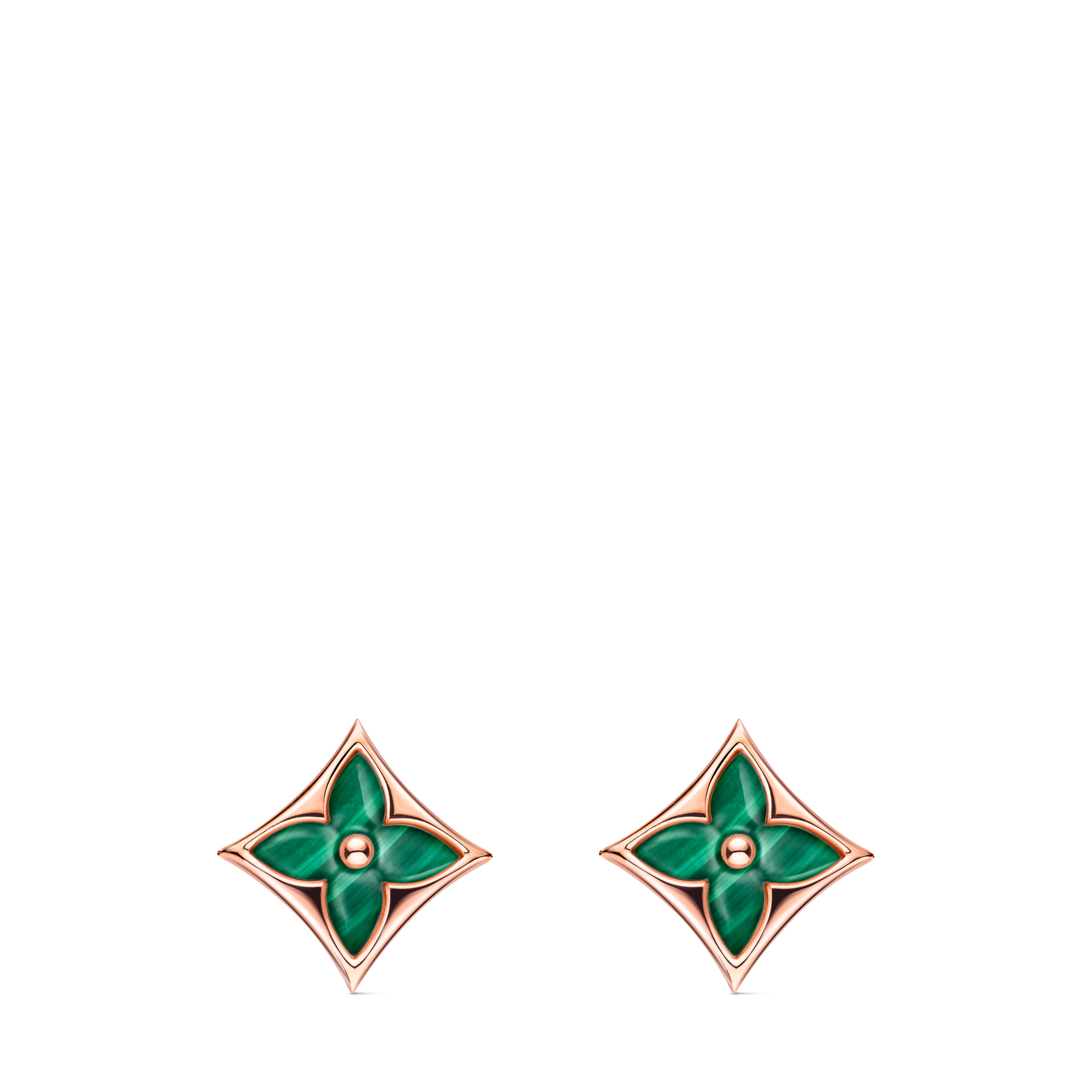 Color Blossom BB Star Ear Stud, Pink Gold and Malachite - Per Unit  in Jewellery