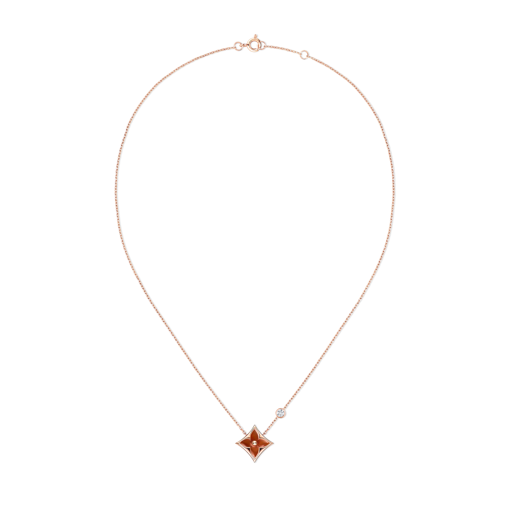 Color Blossom BB Star Pendant, Pink Gold, Cornelian And Diamond  in Jewellery