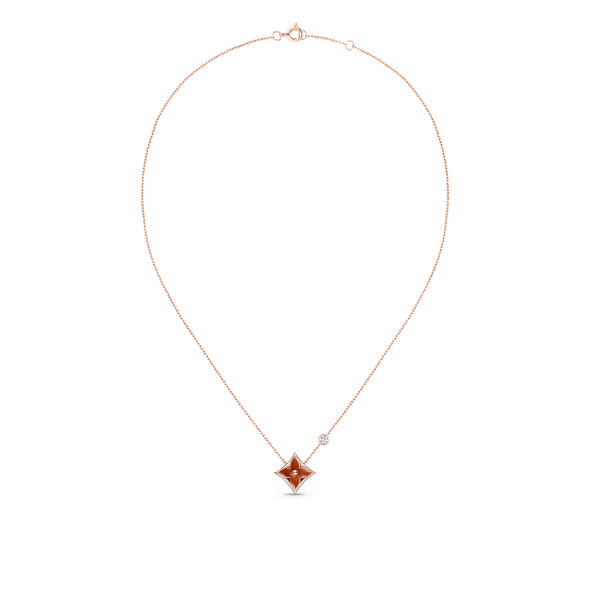 Color Blossom BB Star Pendant, Pink Gold, Cornelian And Diamond  in Jewellery