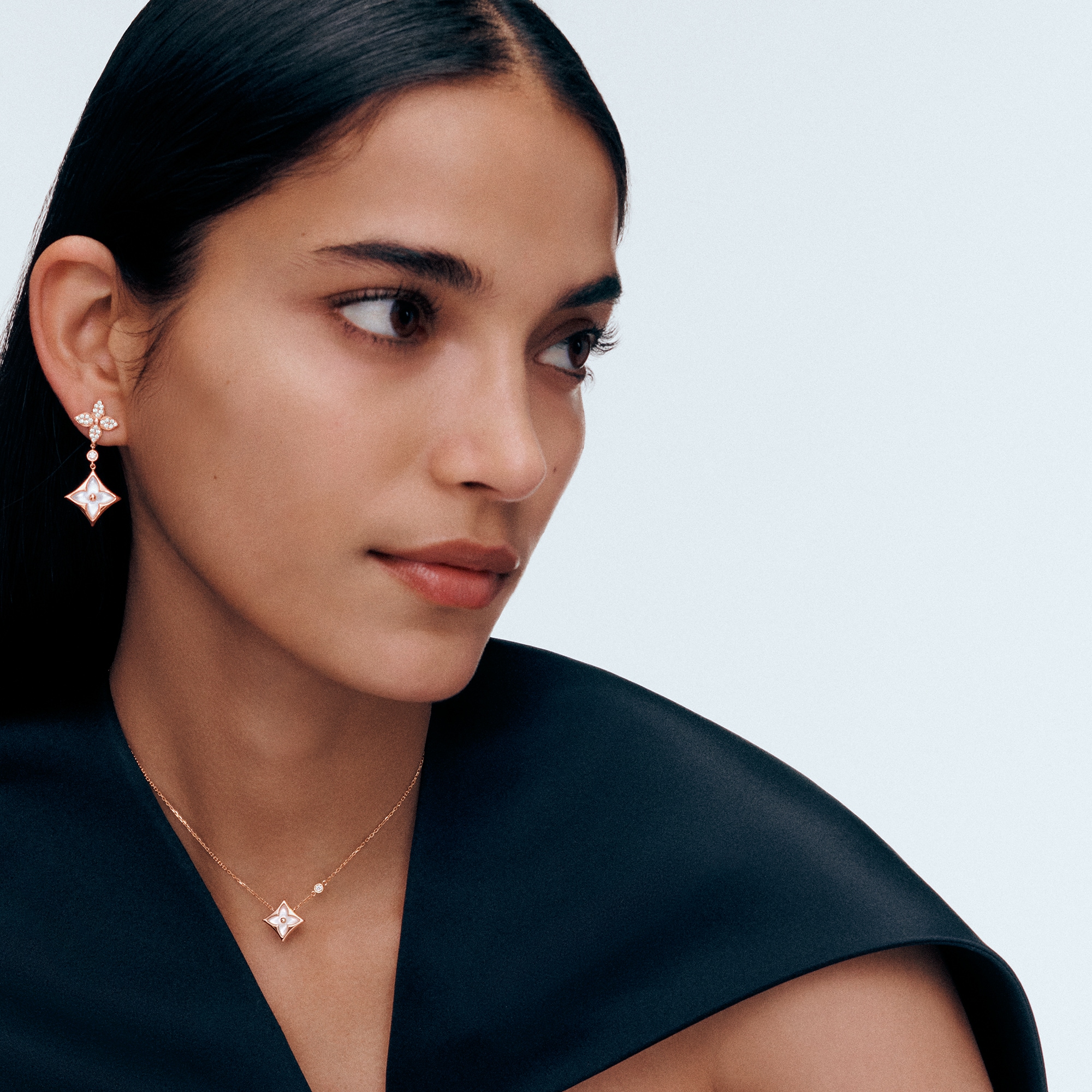 Color Blossom Double Star Long Earrings  in Jewellery