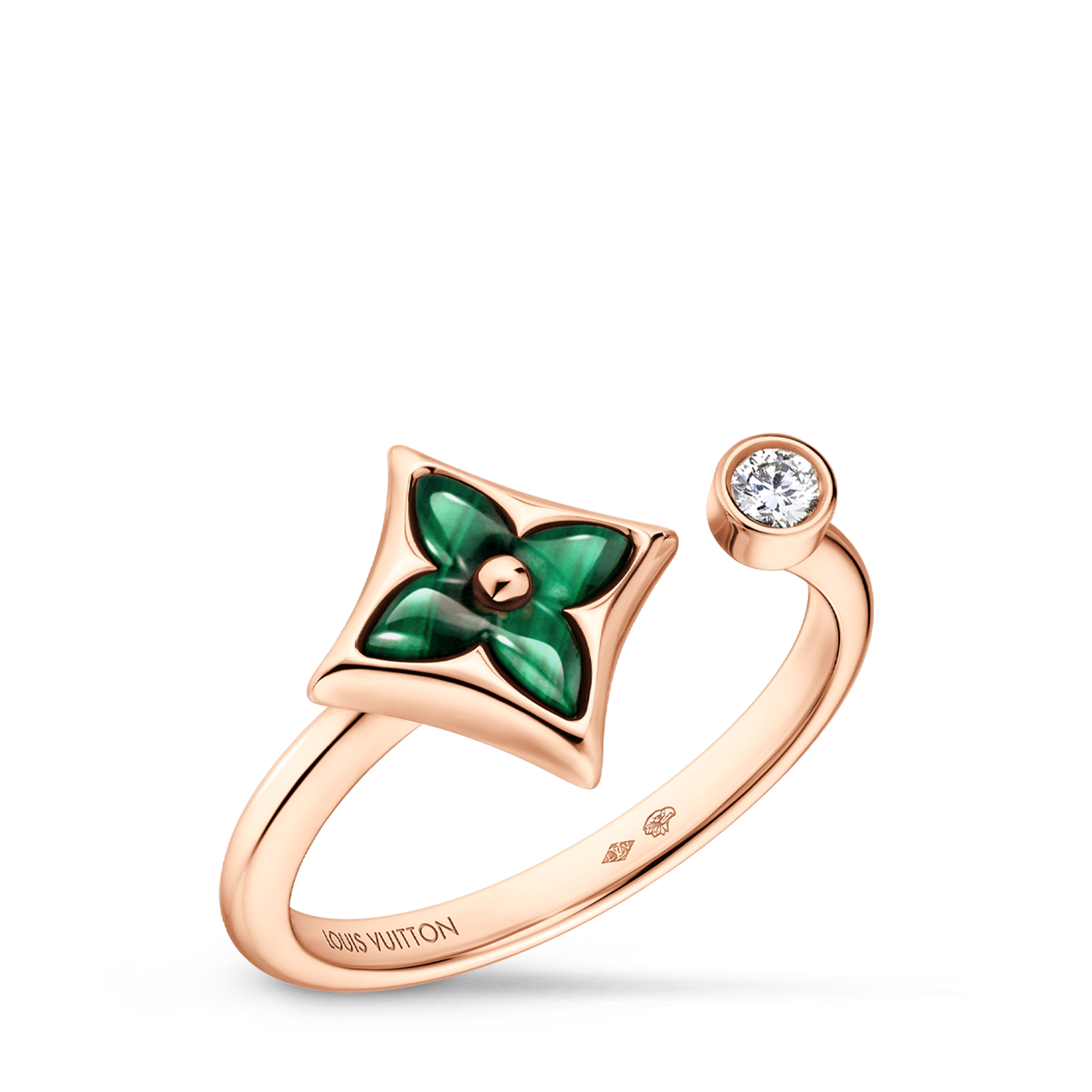  Categories All Fine Jewellery Color Blossom Mini Star Ring, Pink Gold, Malachite and Diamond | Louis Vuitton ® (Product zoom)