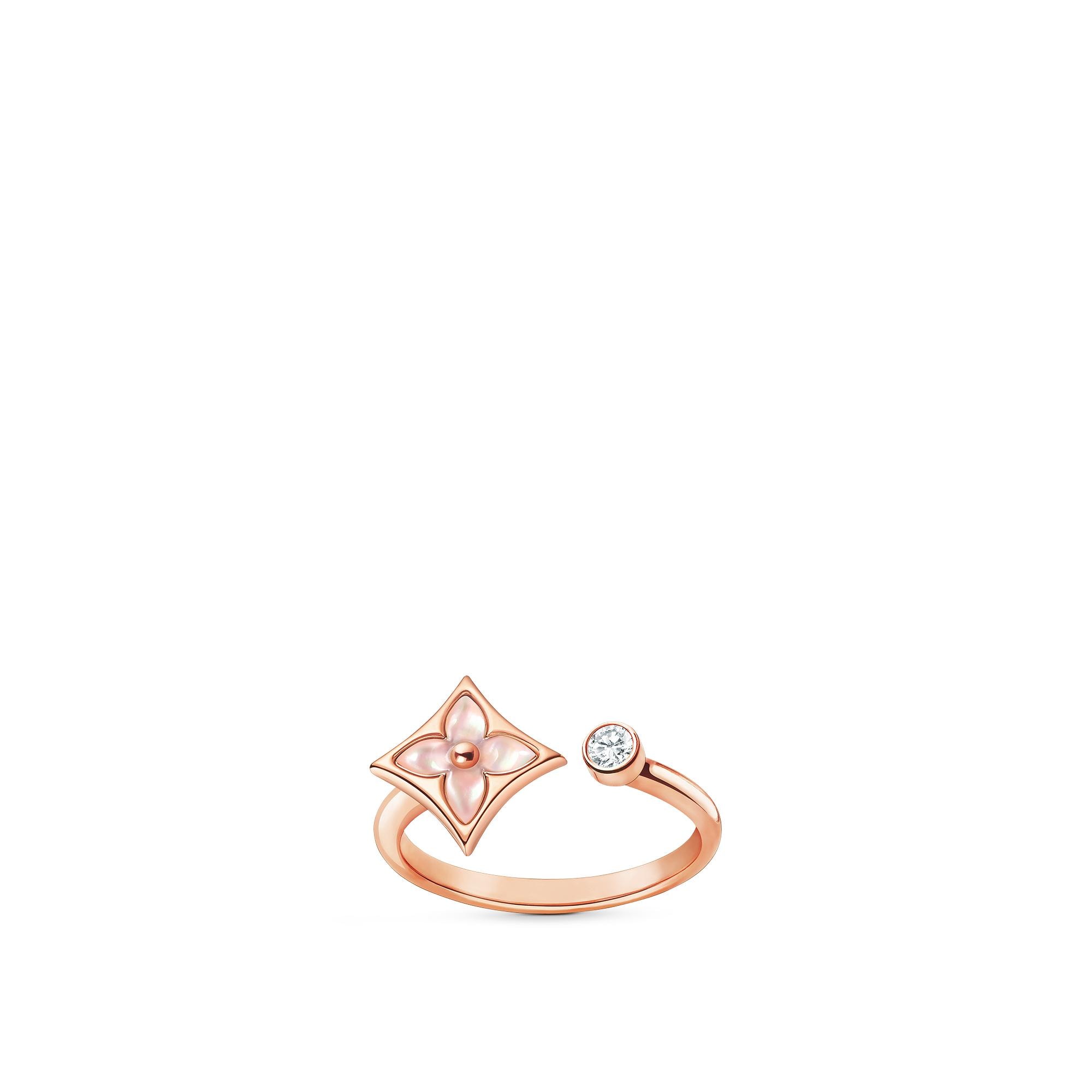 Color Blossom Mini Star Ring, Pink Gold, Pink Mother-Of-Pearl And Diamond  in Jewellery