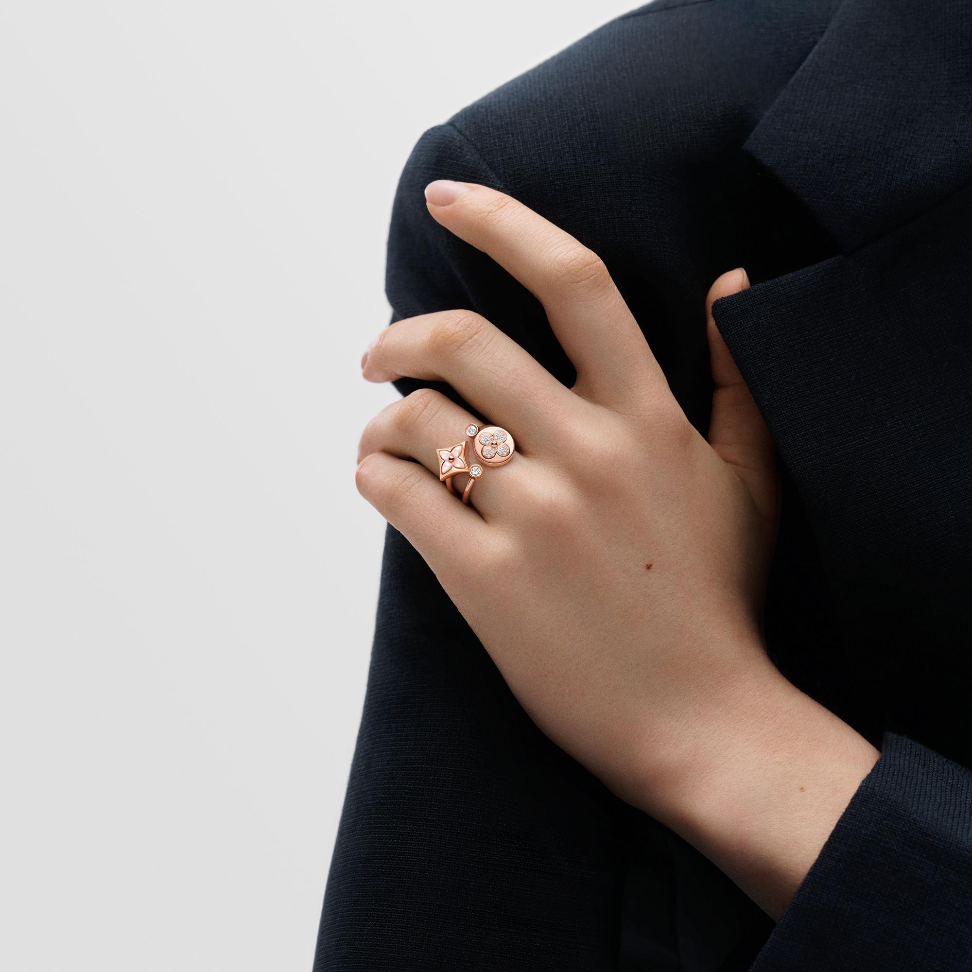 Color Blossom Mini Sun Ring, Pink Gold And Diamonds  in Jewellery