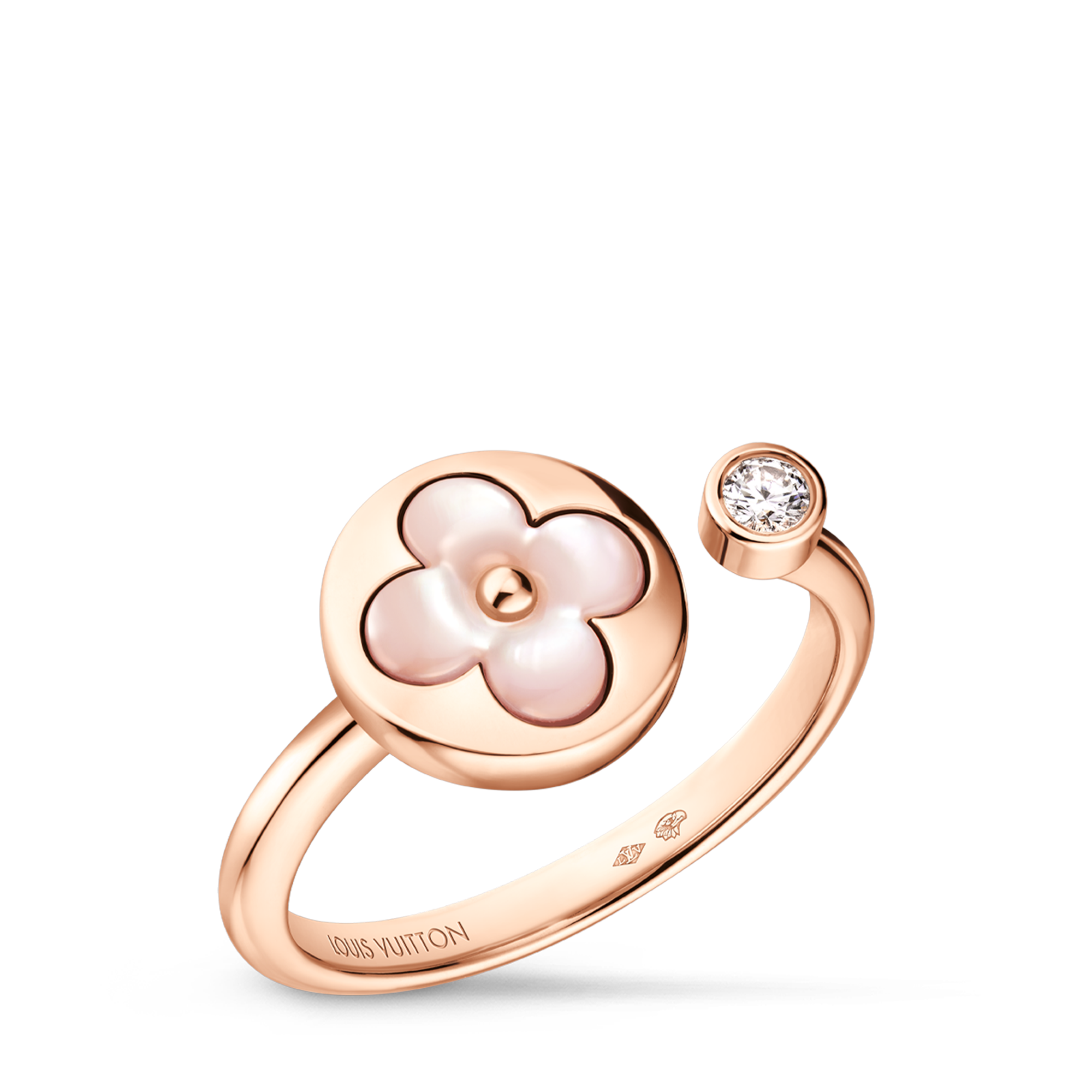 Color Blossom Mini Sun Ring, Pink Gold, Pink Mother-of-Pearl and Diamond  in Jewellery
