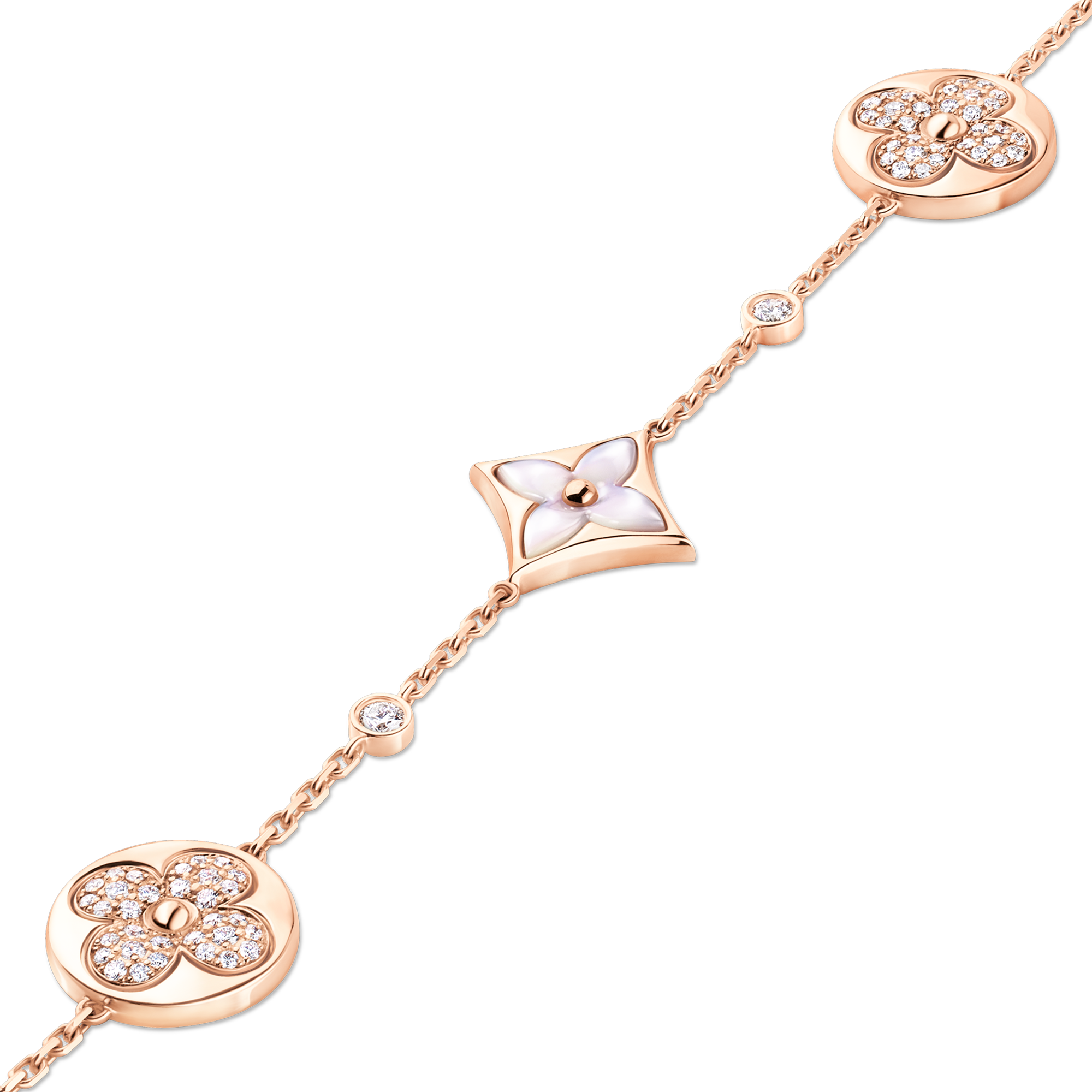 Color Blossom Star and Sun BB Multi-Motif Bracelet, Pink Gold, White Mother-of-Pearl and Diamonds  in Jewellery