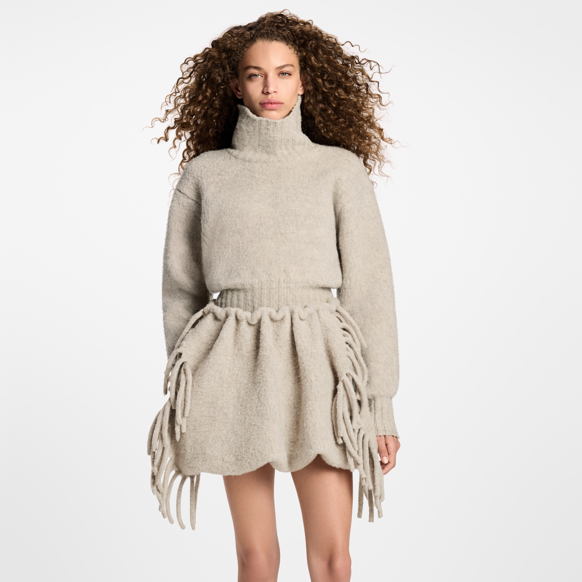 Cropped Brushed Knit Pullover  in Women