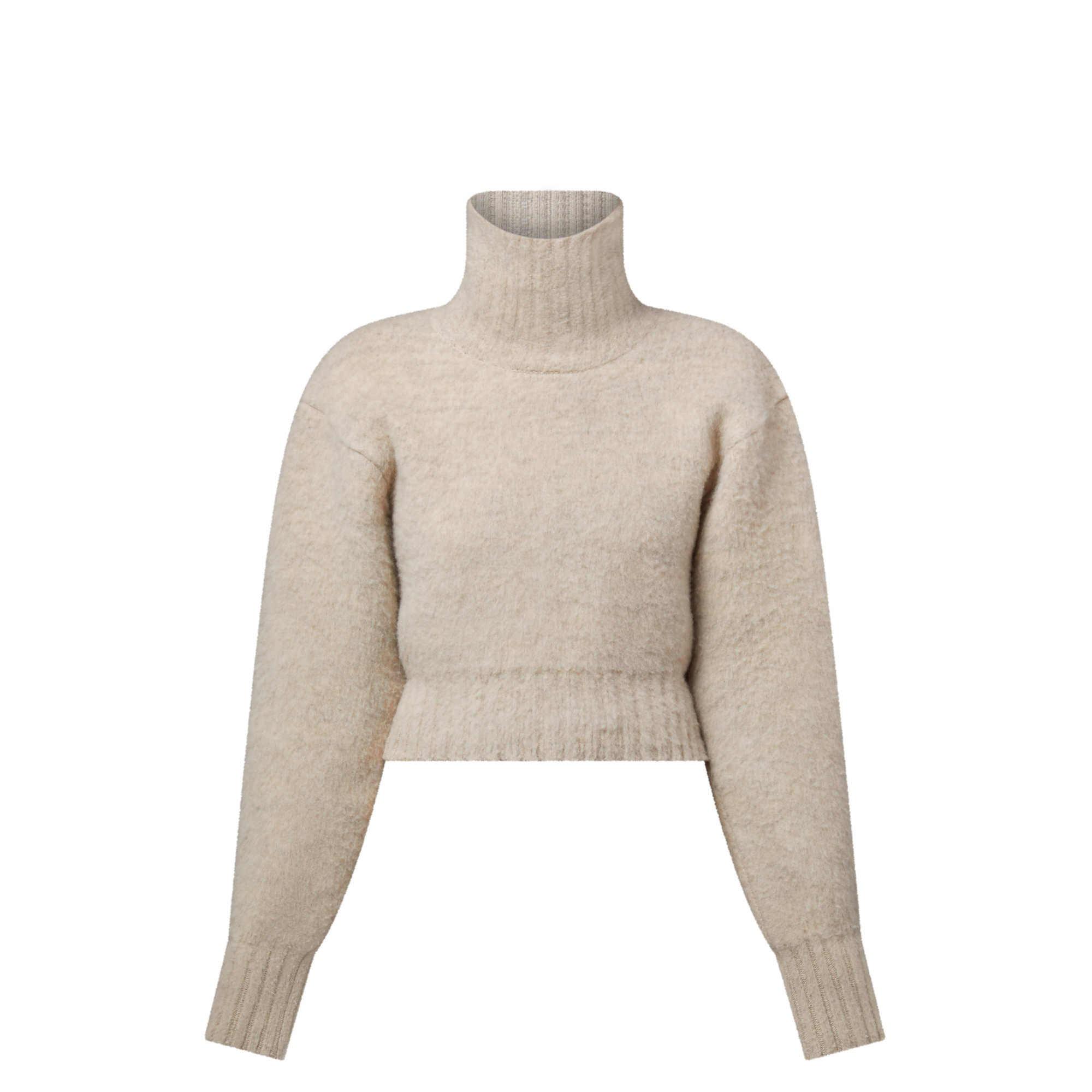 Cropped Brushed Knit Pullover  in Women