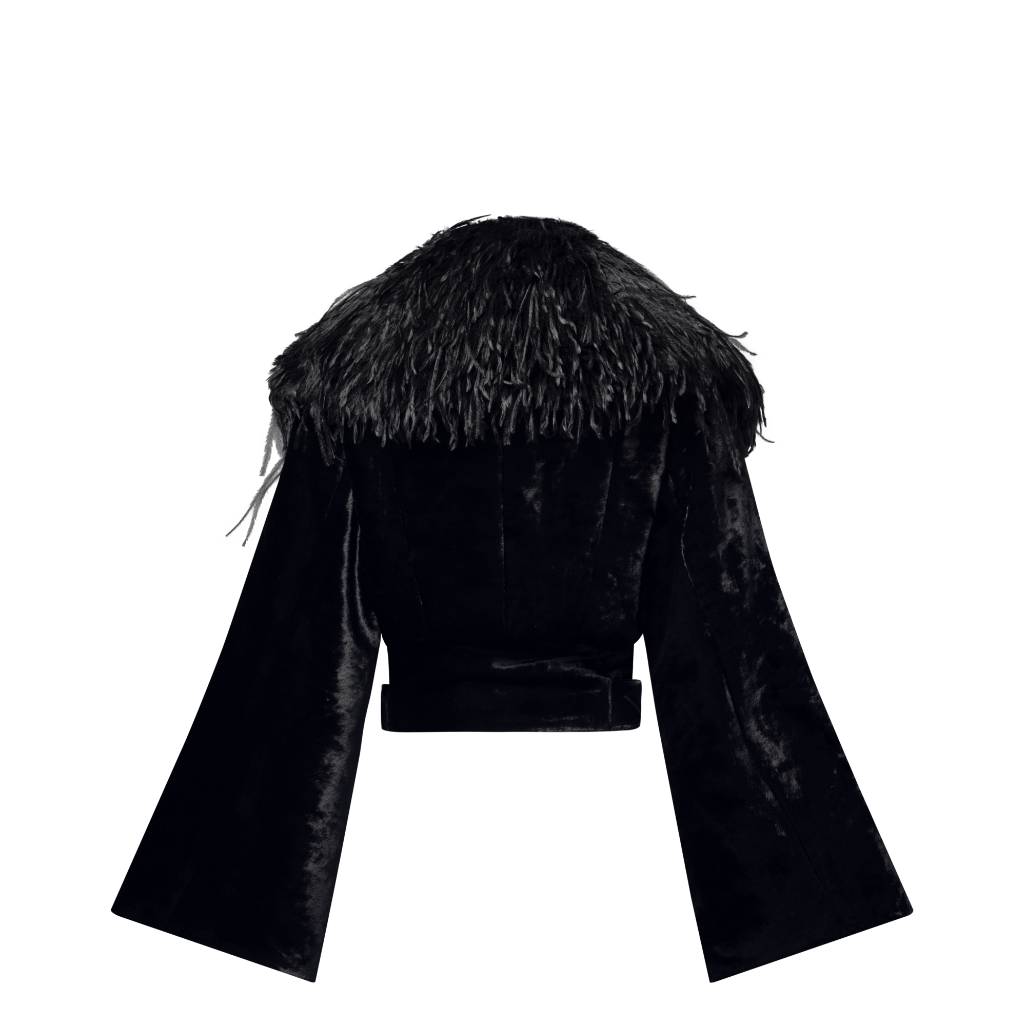 Cropped Jacket W/ Faux Fur Collar  in Women