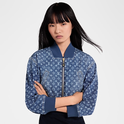 Cropped Monogram Denim Bomber Jacket in Women's Ready-to-Wear Coats and Jackets collections by Louis Vuitton (Product zoom)