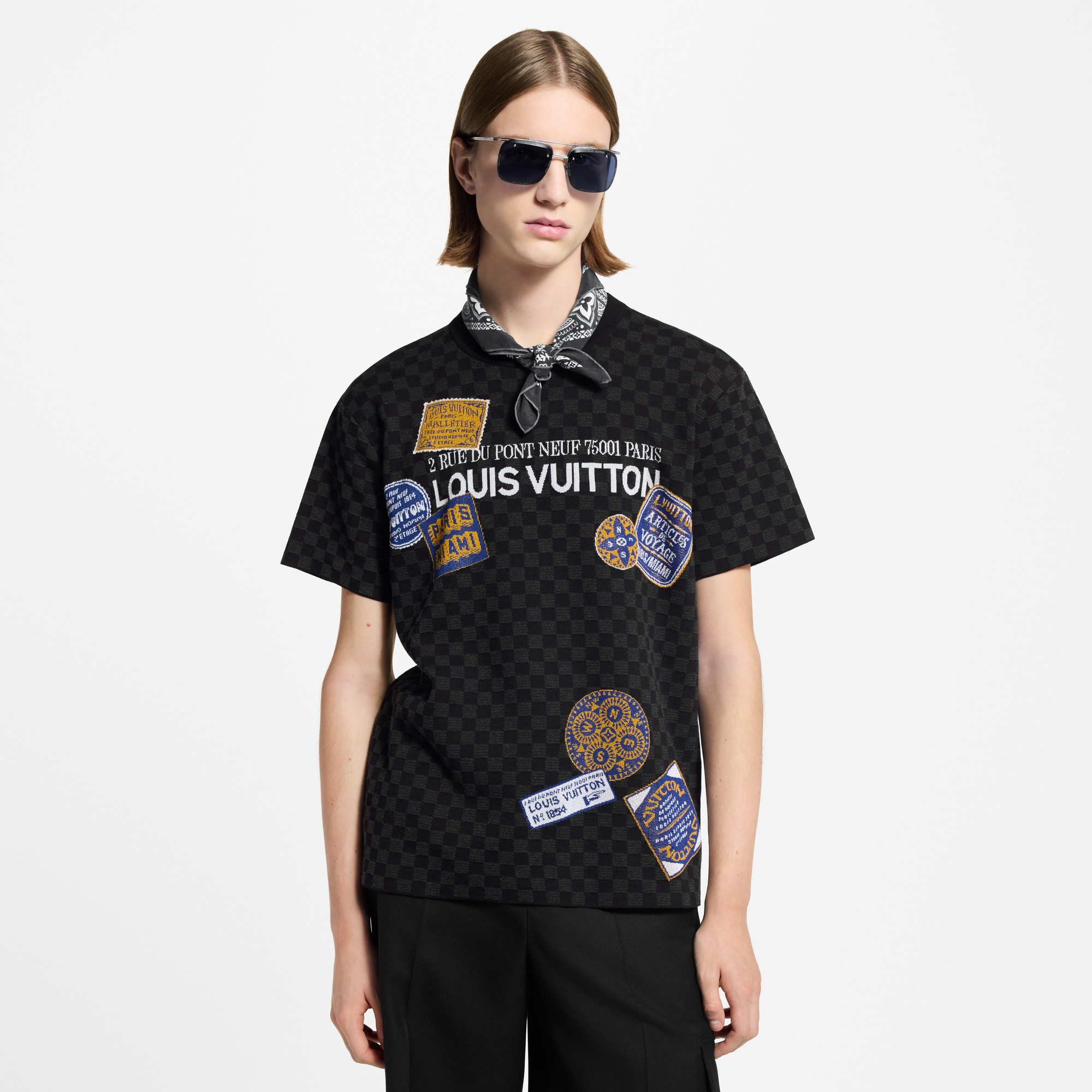 Damier Short-Sleeved Signature Crewneck  in Men