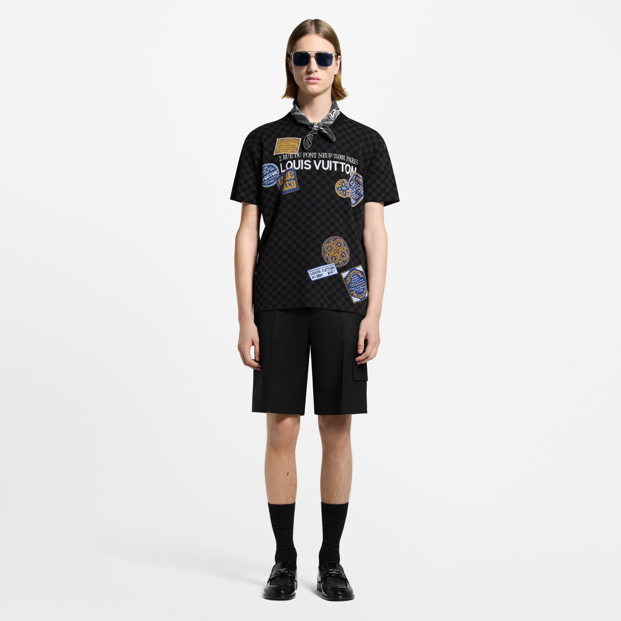 Damier Short-Sleeved Signature Crewneck  in Men
