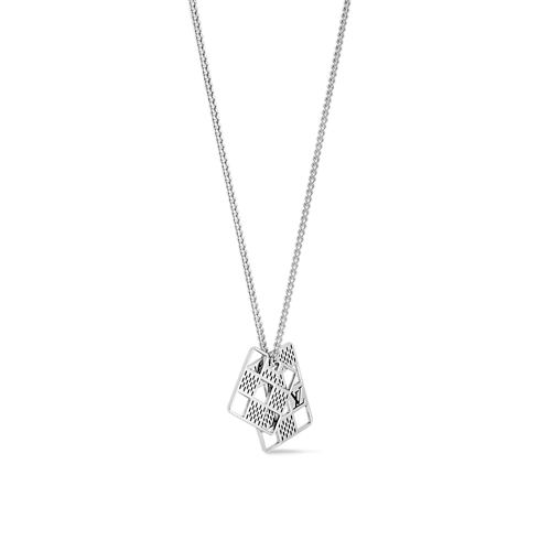 Damier Staples Cut Out Pendant side view