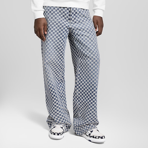 Damier Wide-Leg Jeans in Men's Ready-to-Wear Denim collections by Louis Vuitton (Product zoom)
