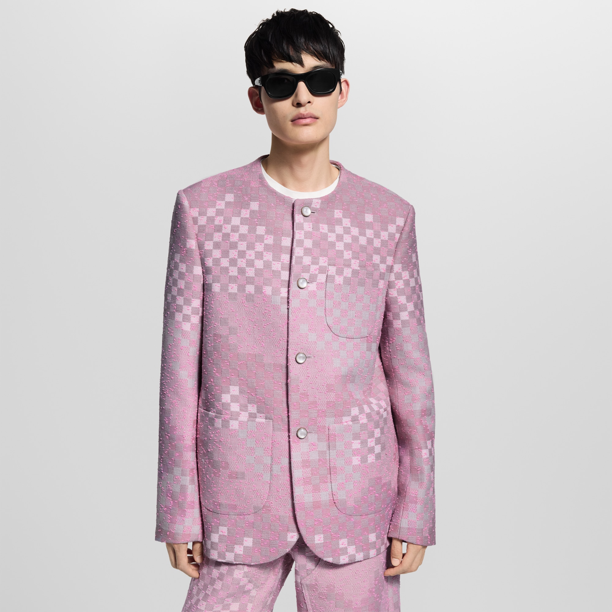 Damoflage Collarless Tweed Jacket  in Men