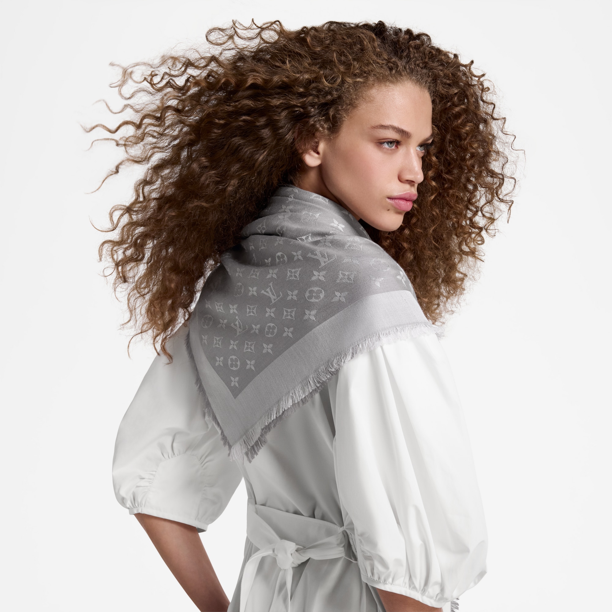 Denim Monogram Shawl . in Women