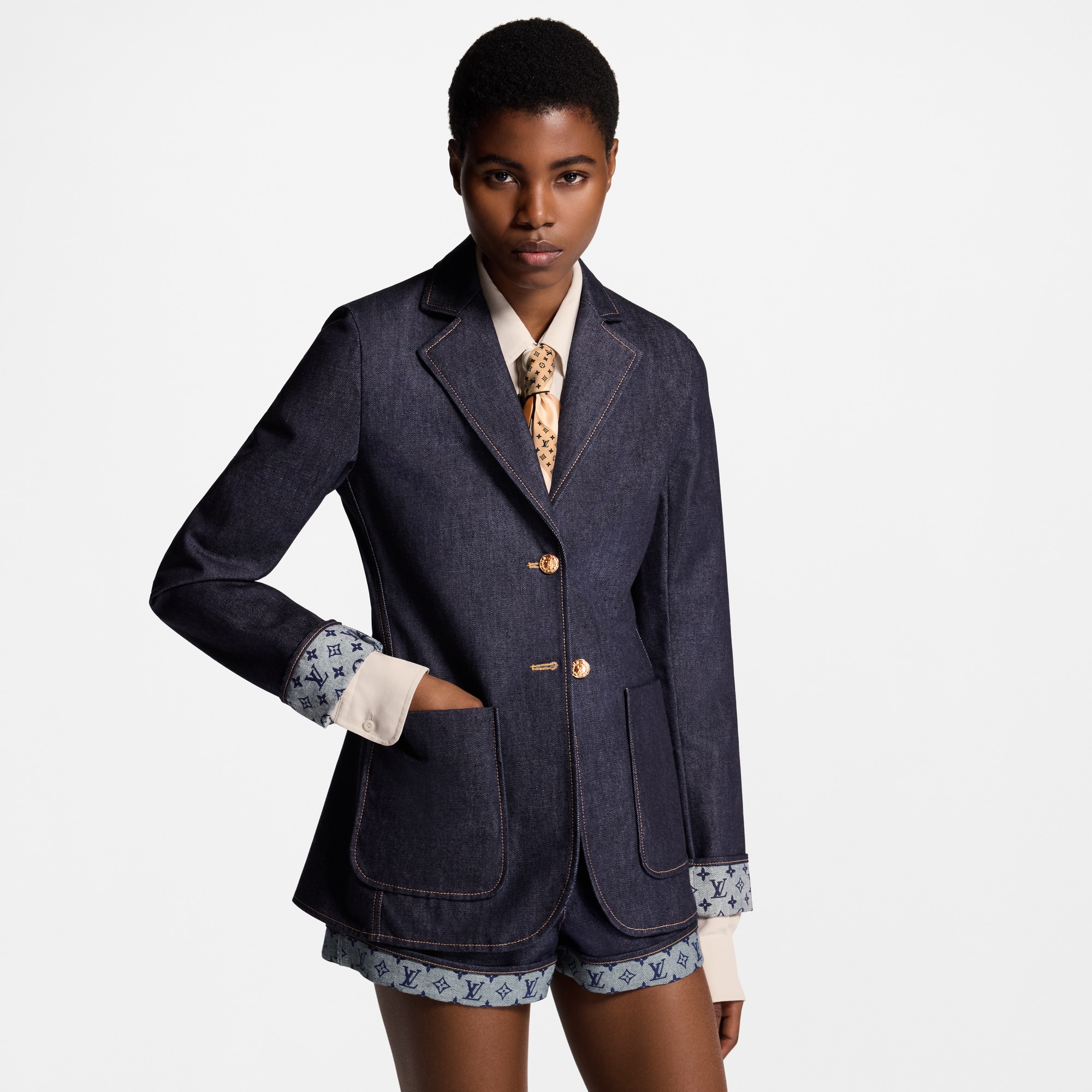 Denim Preppy Blazer  in Women