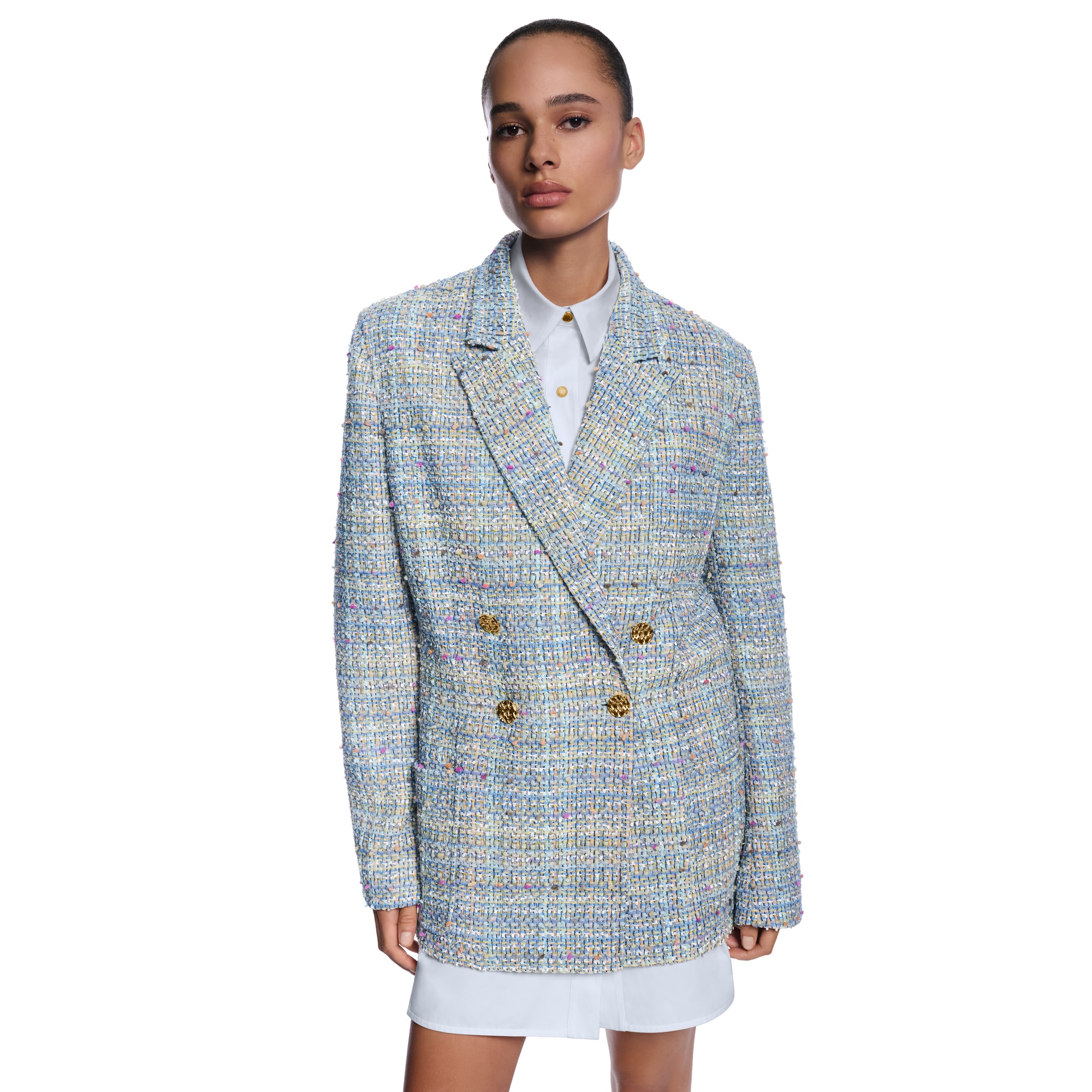 Double-Breasted Tweed Blazer  in Women