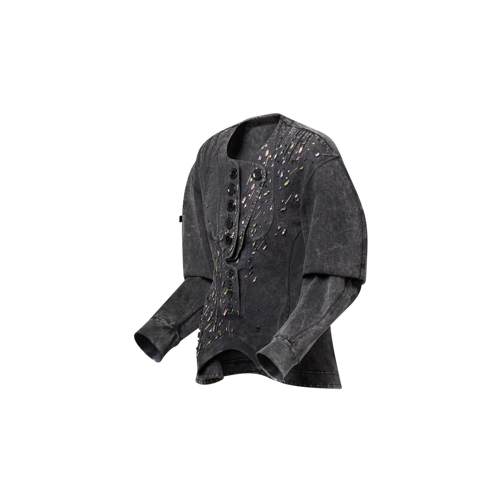 Emb L/S Top W/ Panel Button Dtl  in Women