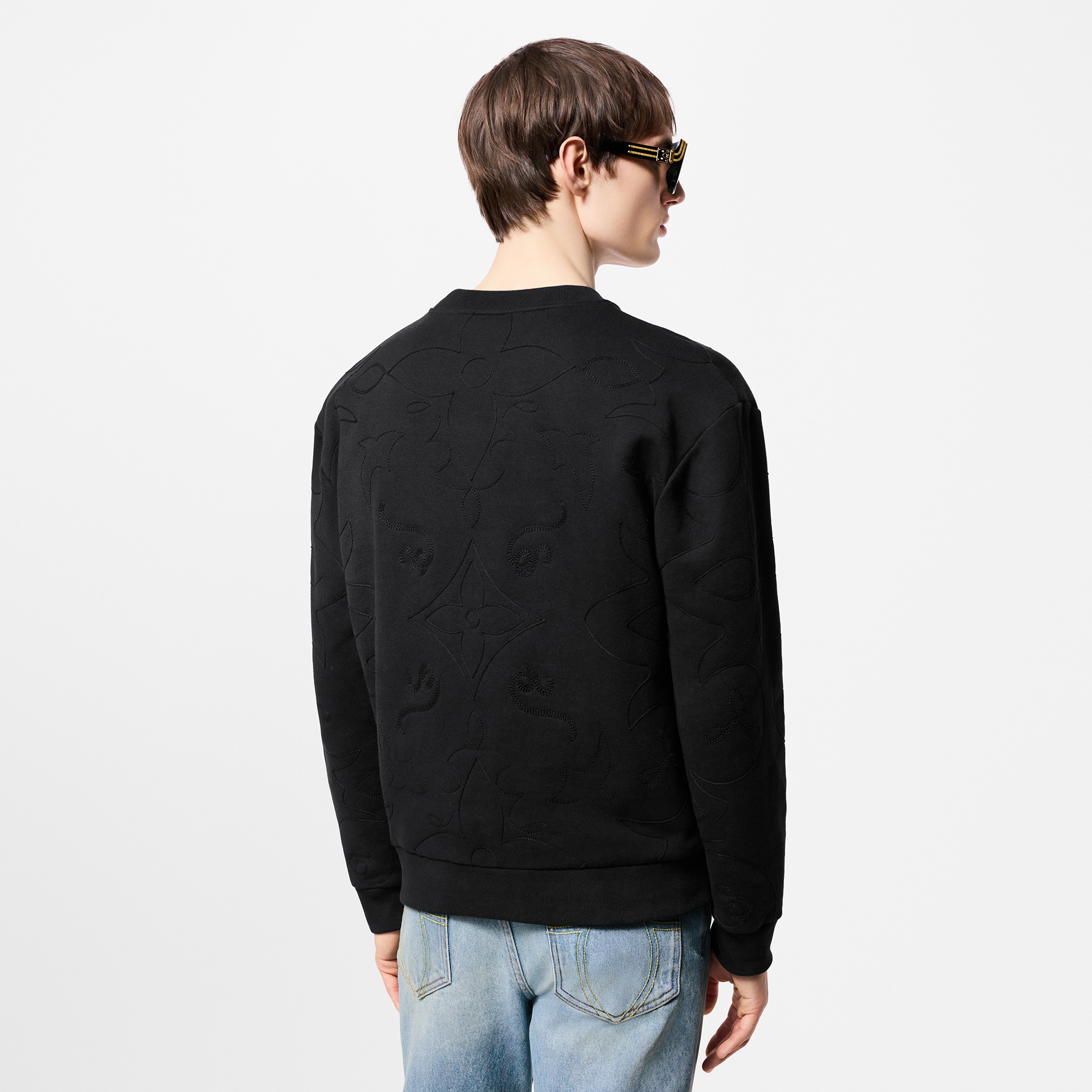 Embroidered Cotton Jersey Crewneck  in Men