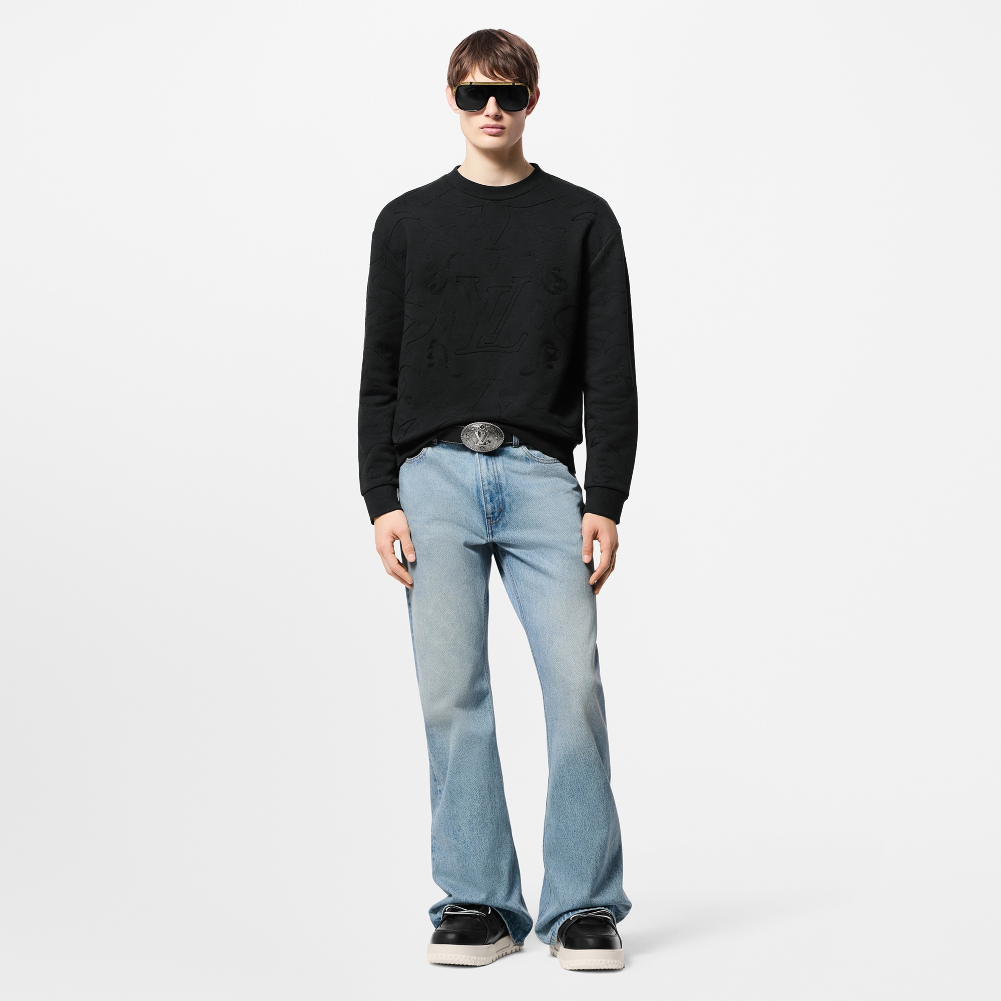 Embroidered Cotton Jersey Crewneck  in Men