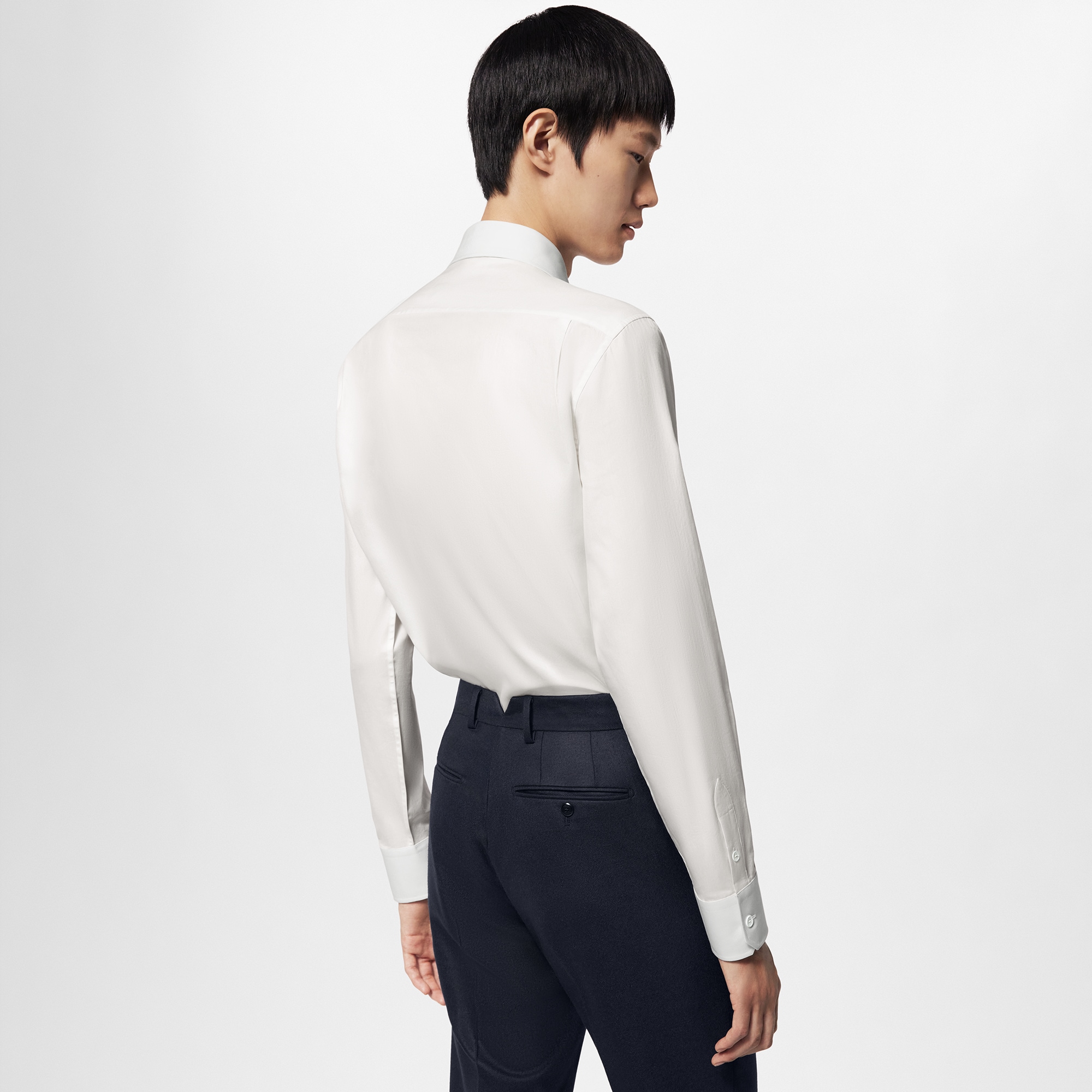 Embroidered Long-Sleeved Cotton Blend Shirt  in Men