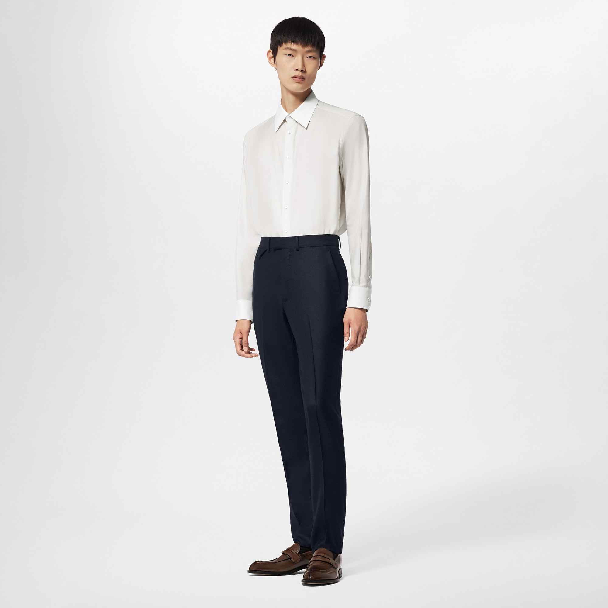 Embroidered Long-Sleeved Cotton Blend Shirt  in Men