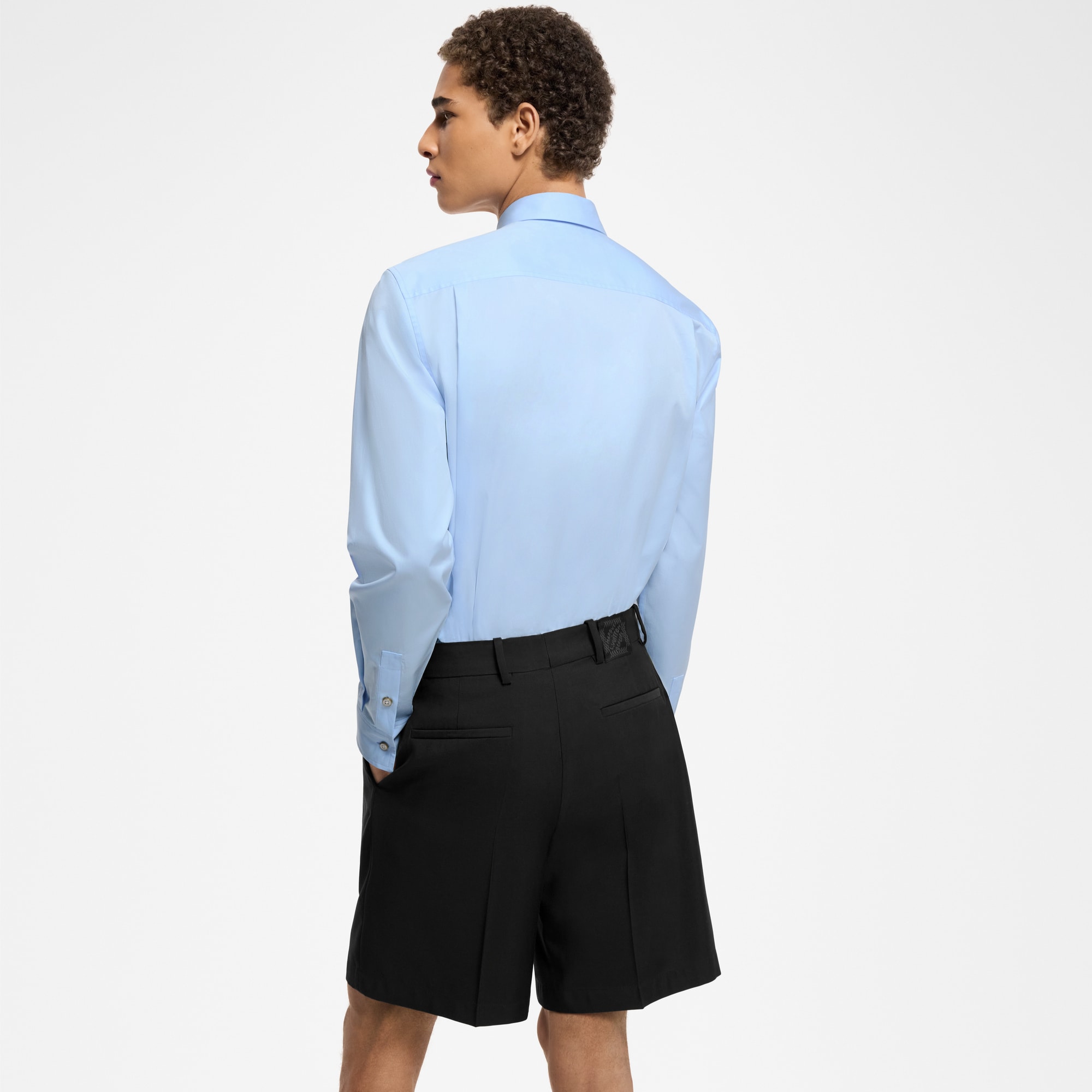 Embroidered Long-Sleeved Cotton Shirt  in Men