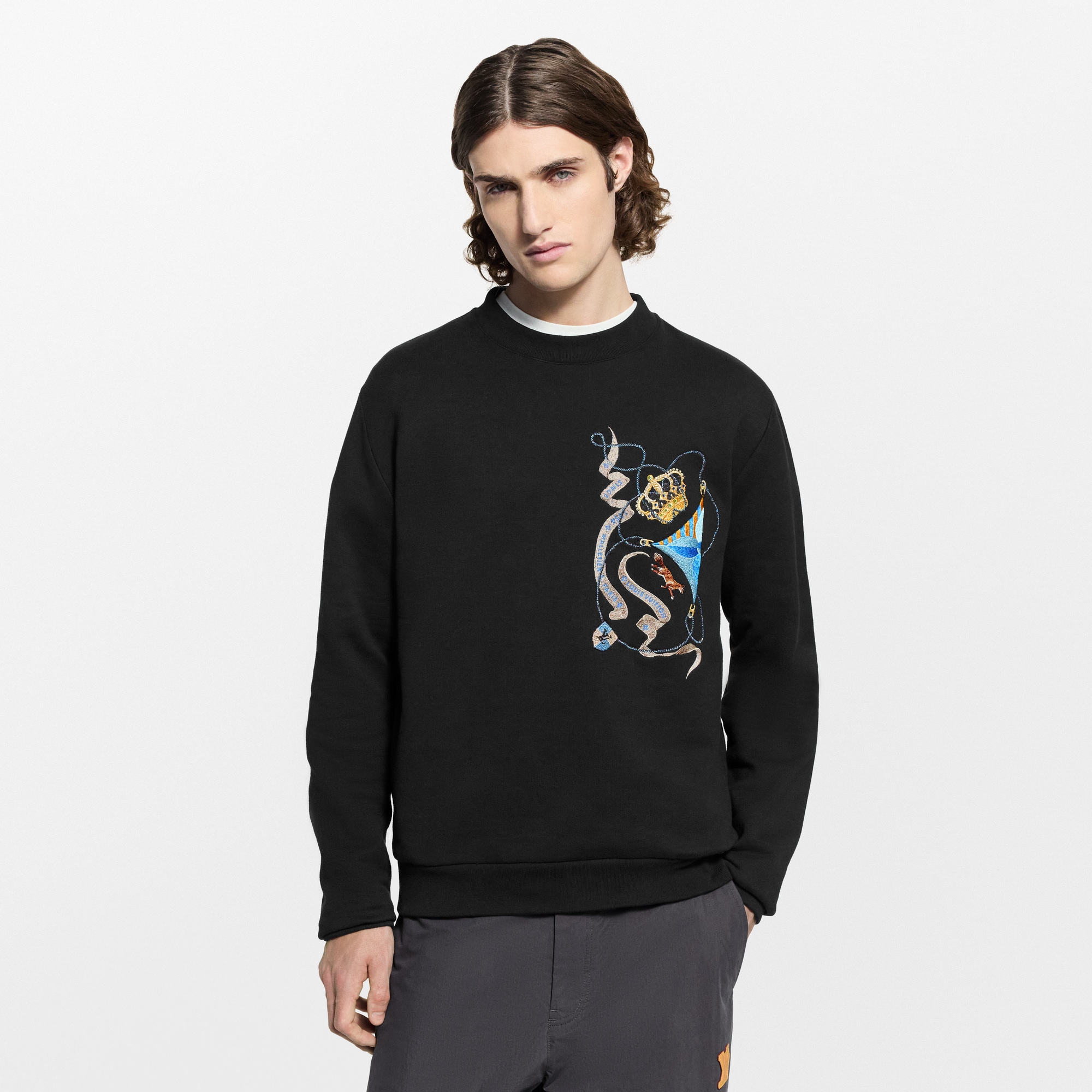 Embroidered Long-Sleeved Sweatshirt  in Men