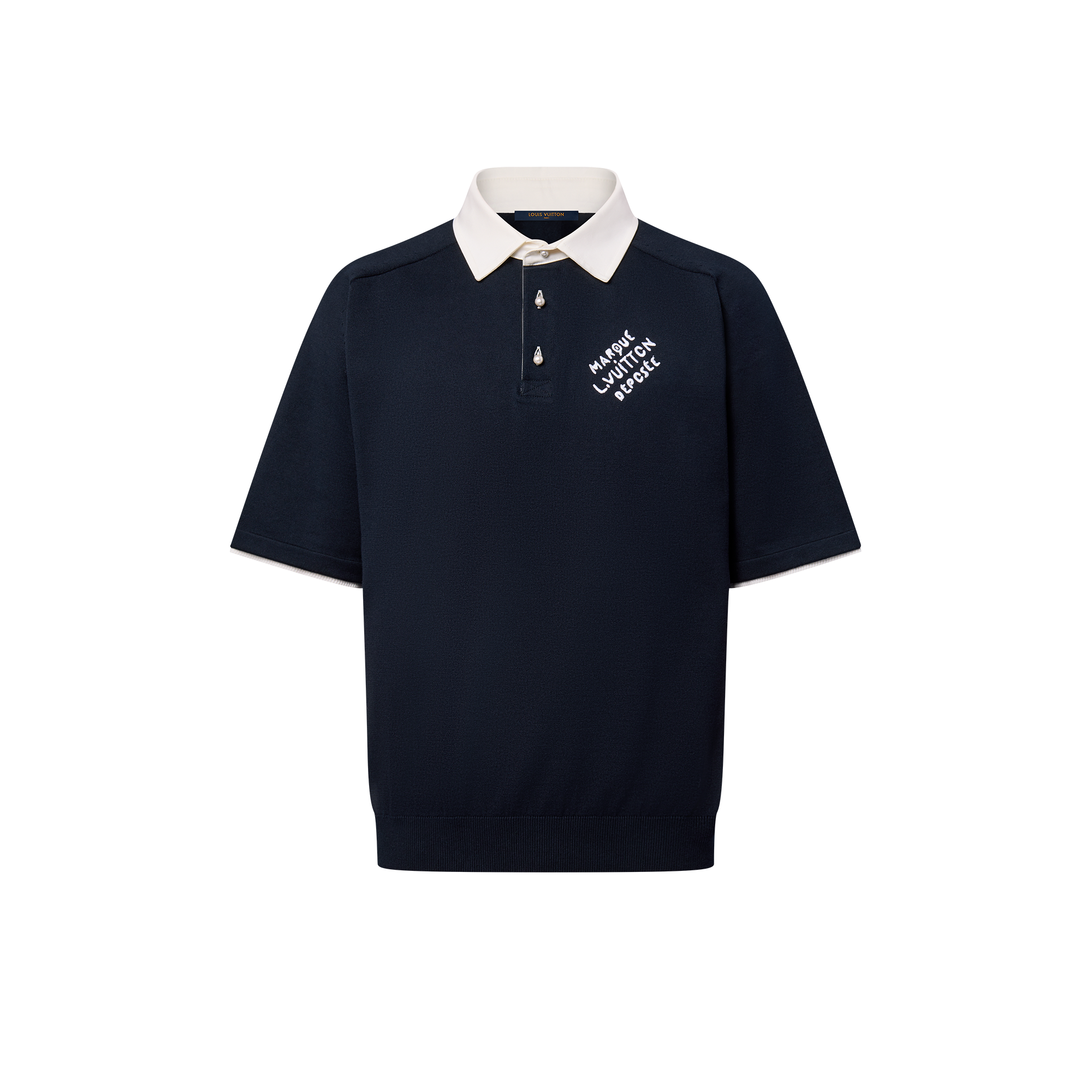 Embroidered Short-Sleeved Cotton Blend Polo Shirt  in Men