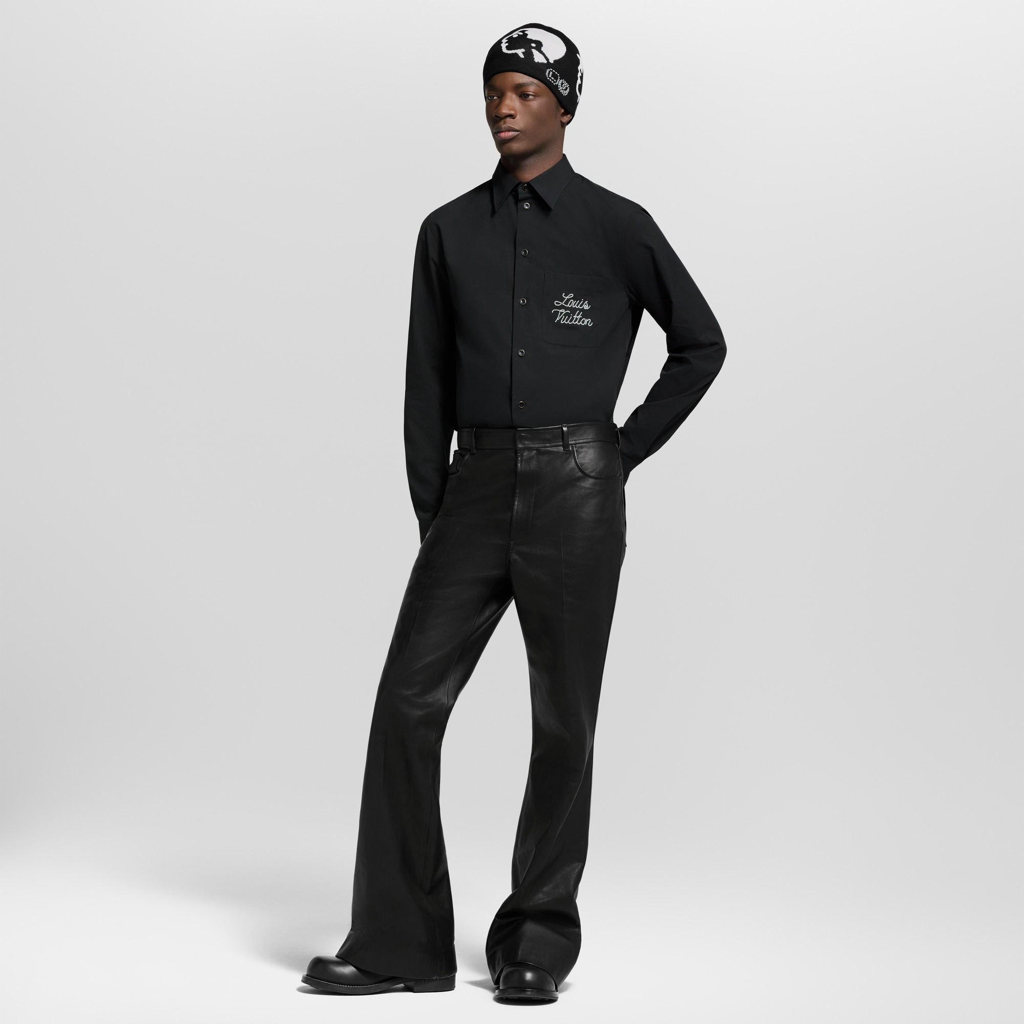 Embroidered Signature Long-Sleeved Shirt  in Men