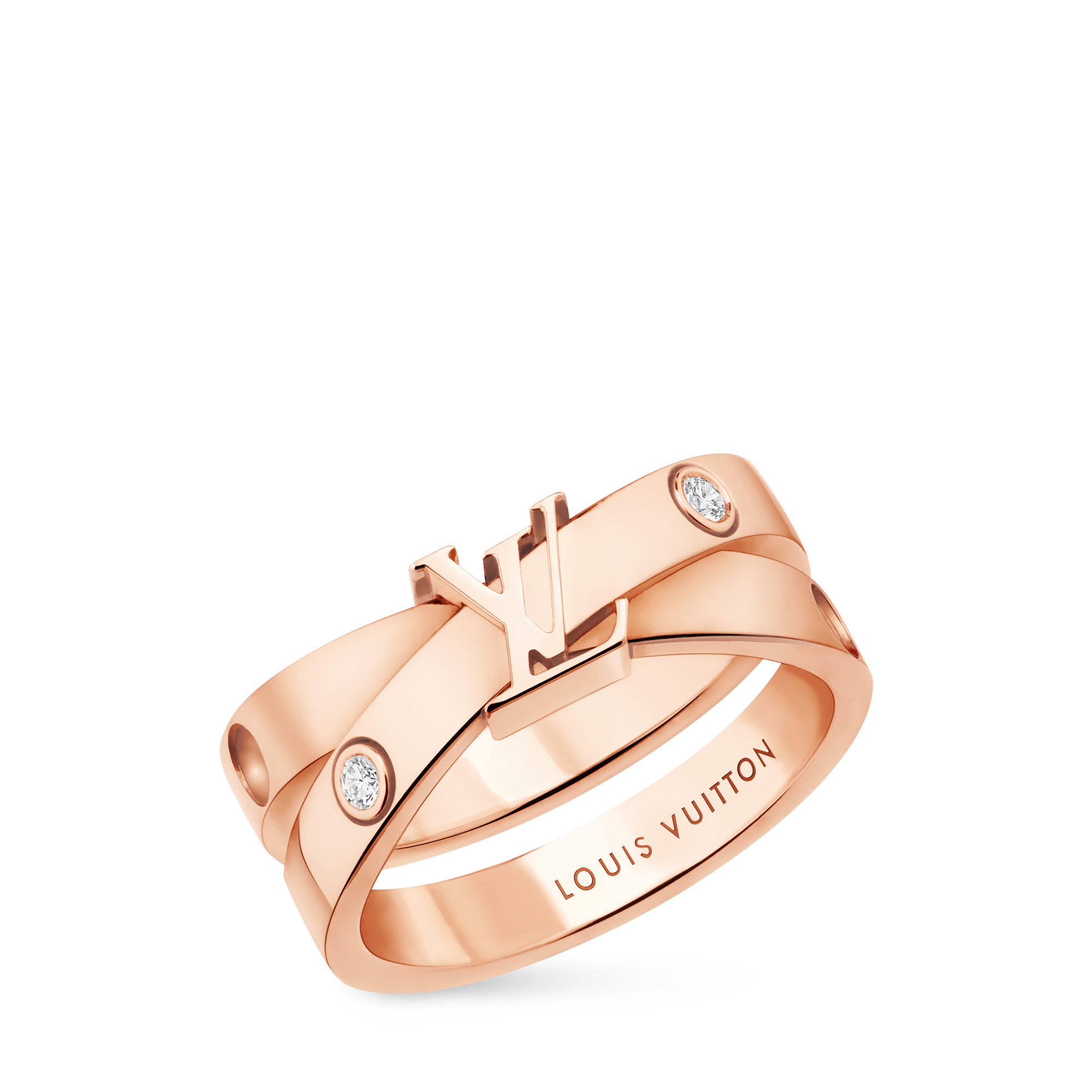 Empreinte Double Ring, Pink Gold and Diamonds  in Jewellery