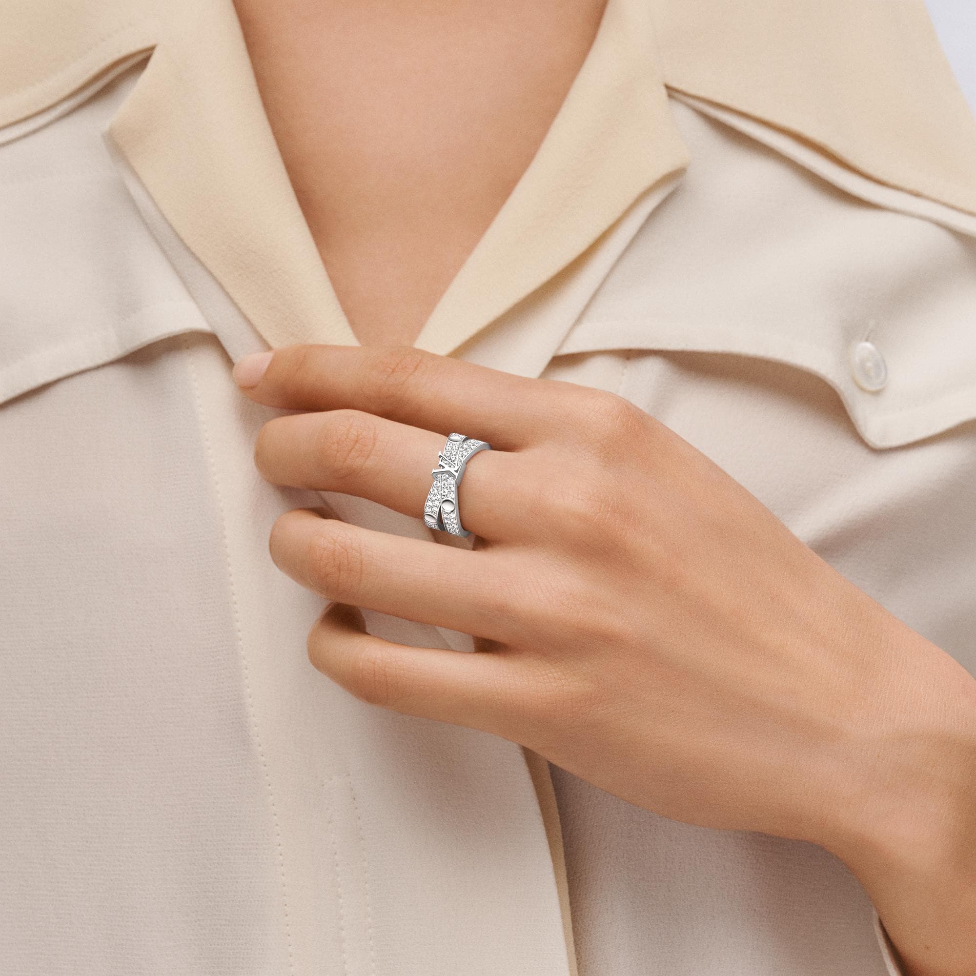 Empreinte Double Ring, White Gold and Diamonds  in Jewellery