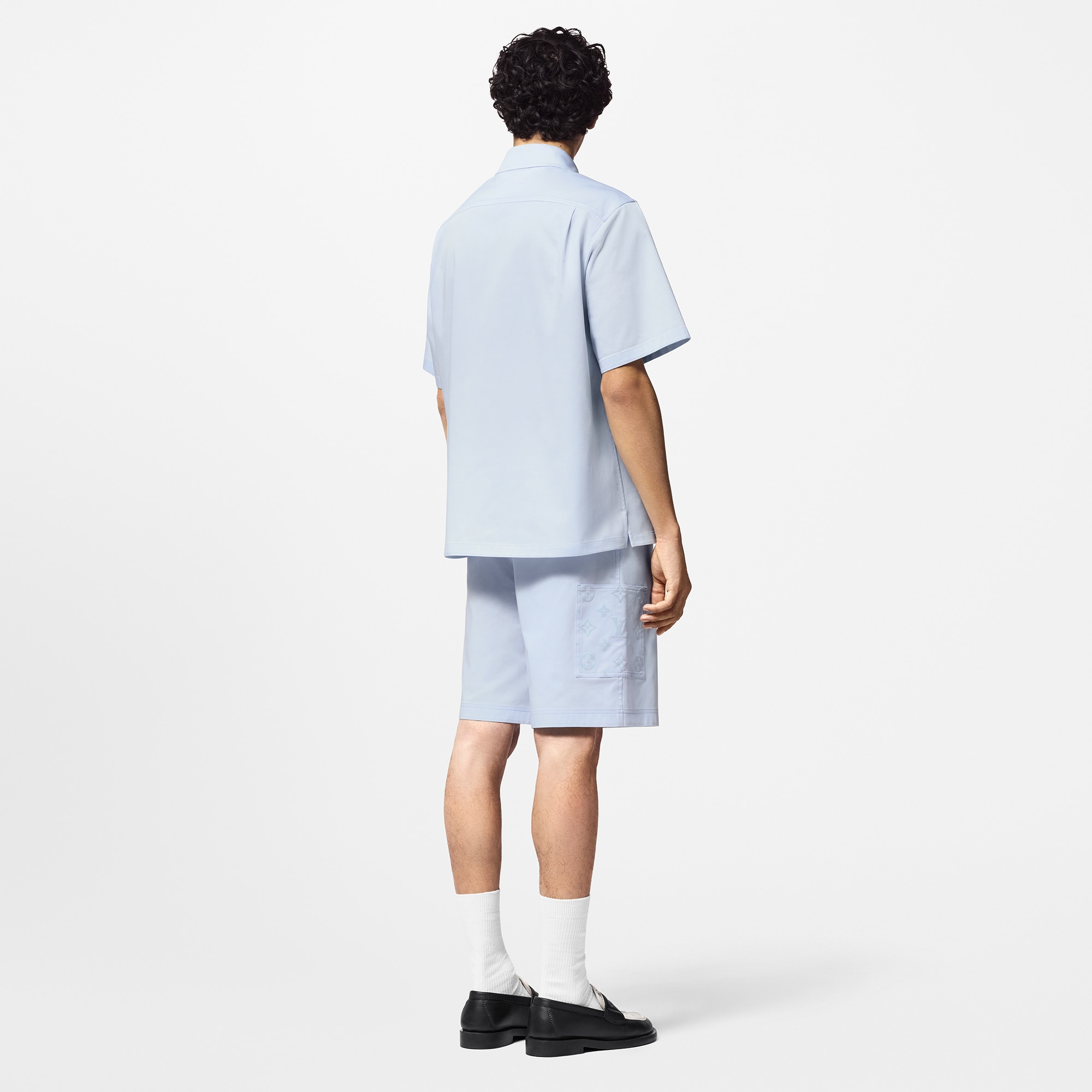 Flocked Cotton Cargo Shorts  in Men