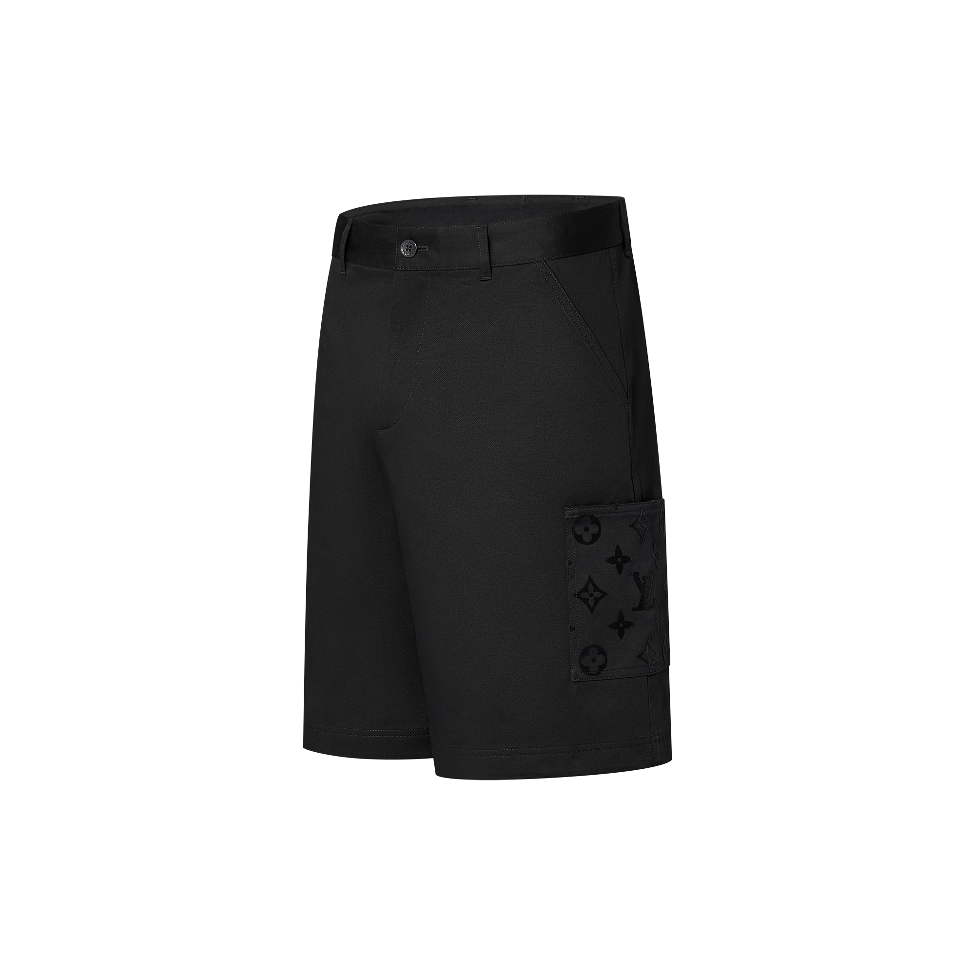 Flocked Cotton Cargo Shorts  in Men